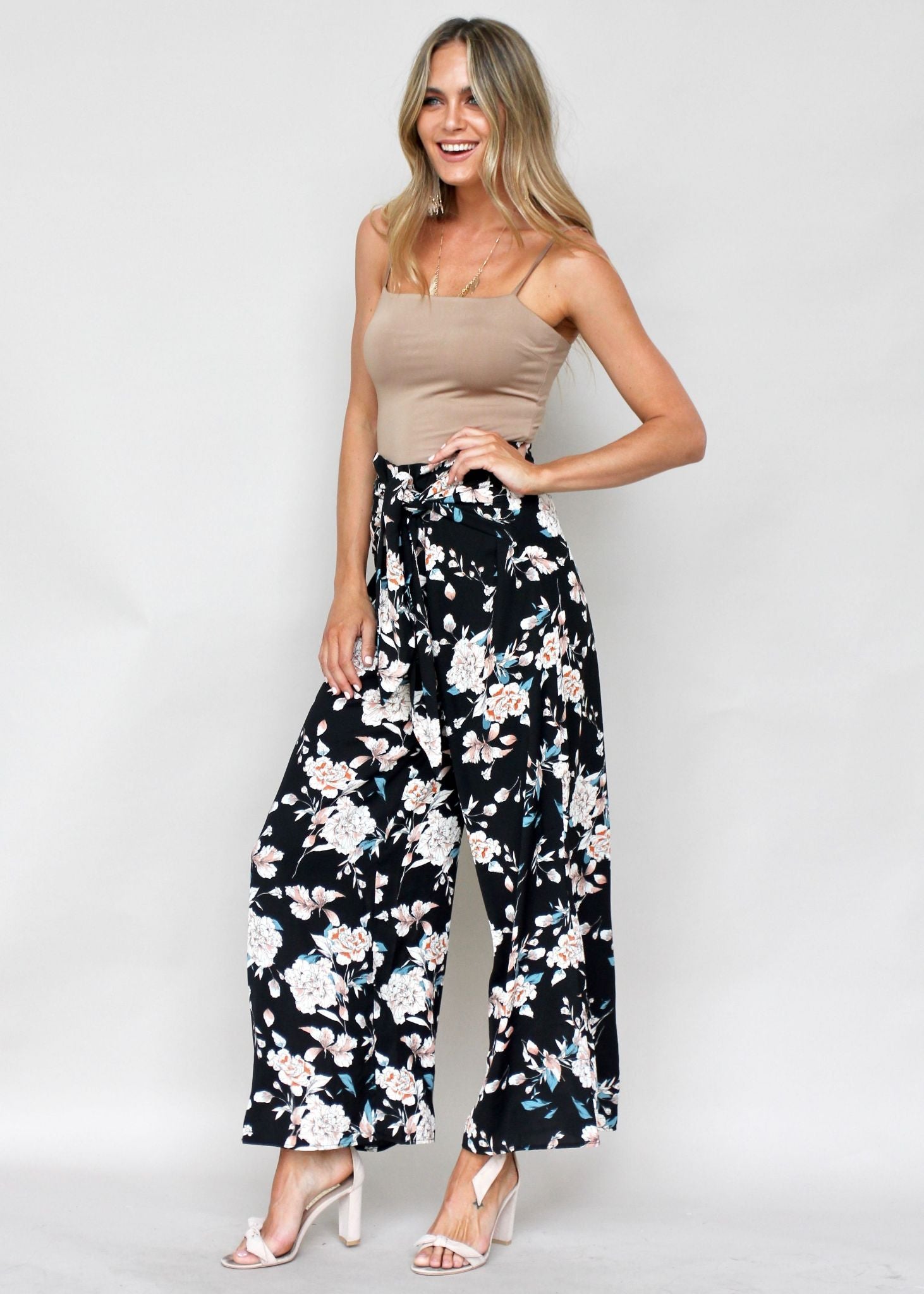 Sanoma Wide Leg Pants - Black Floral