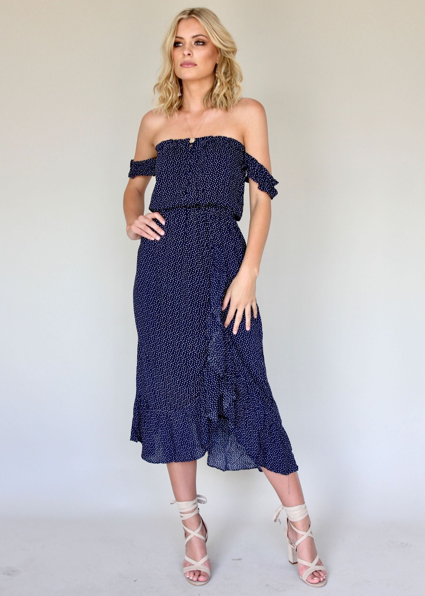 Sweet Solitude Dress - Navy/White
