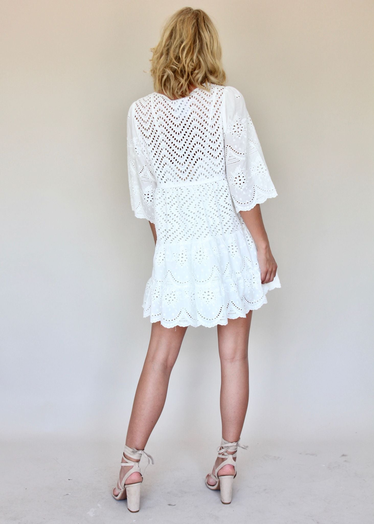Sammi Mini Dress - White Anglaise