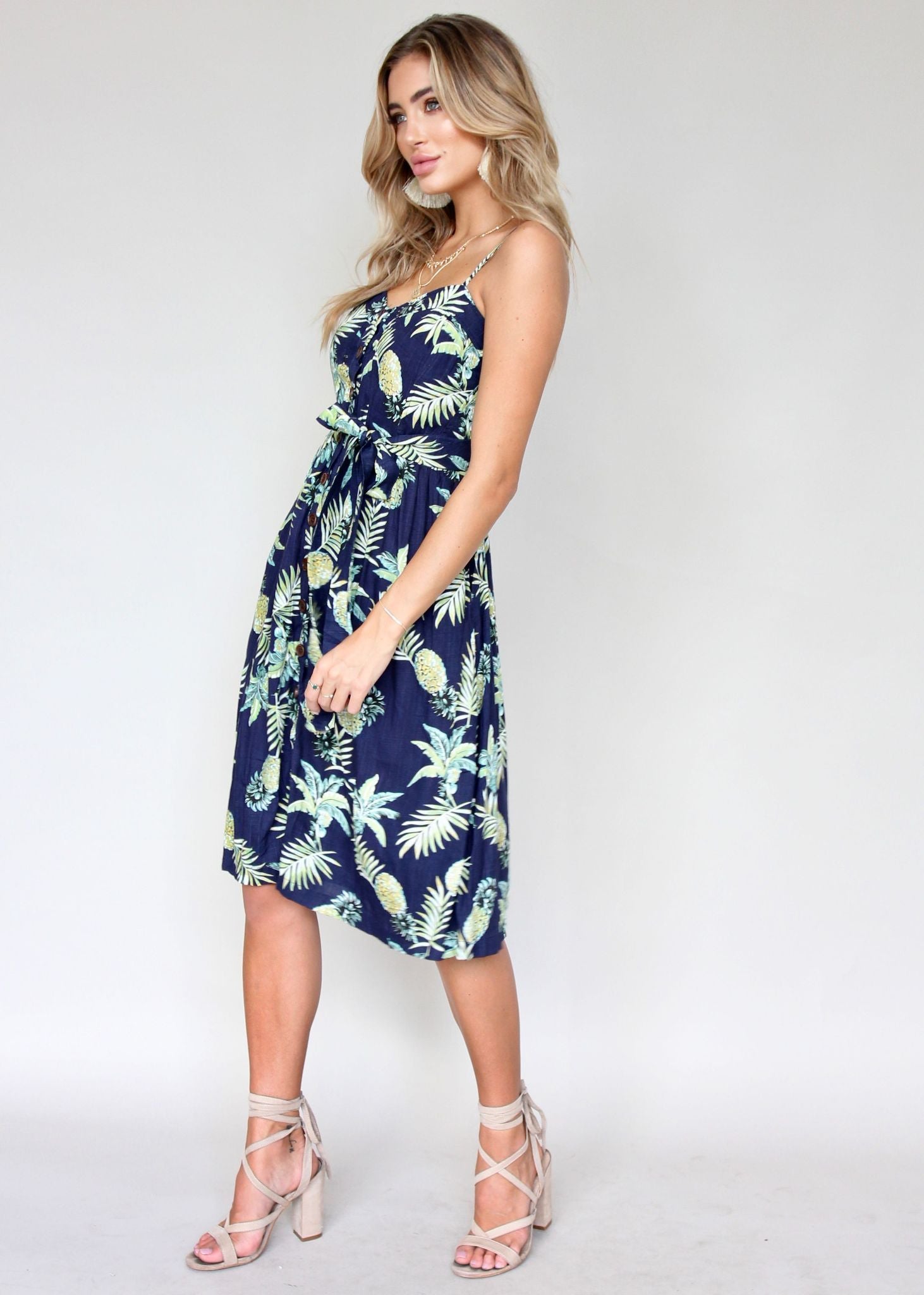 Coastal Distance Dress - Navy Tropicana