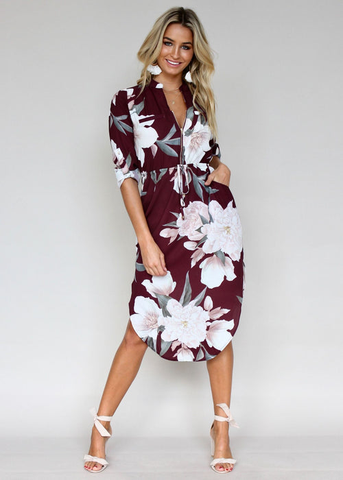 Let Me Lead Midi Dress - Mulberry