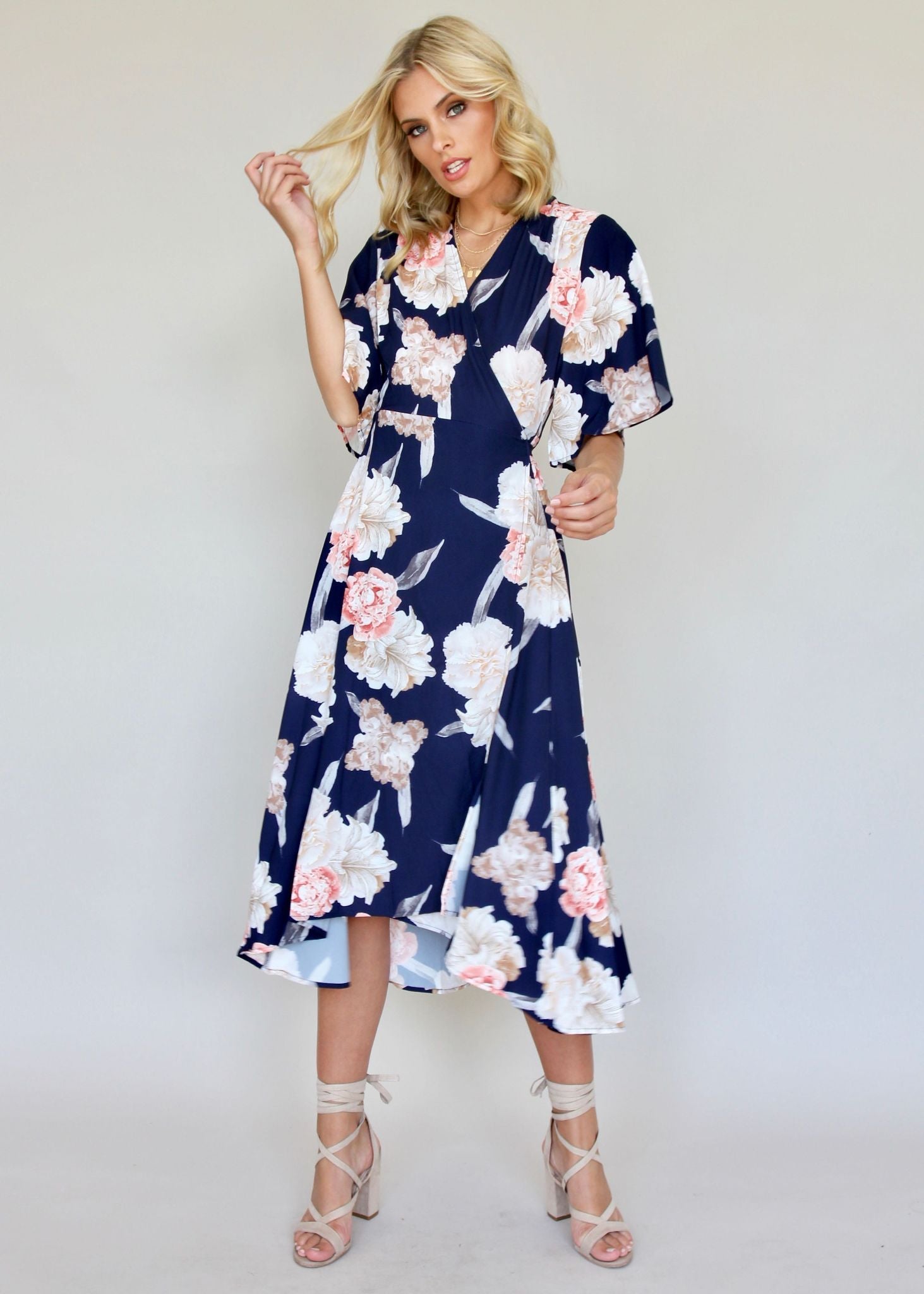 On Holiday Wrap Dress - Navy Carnation