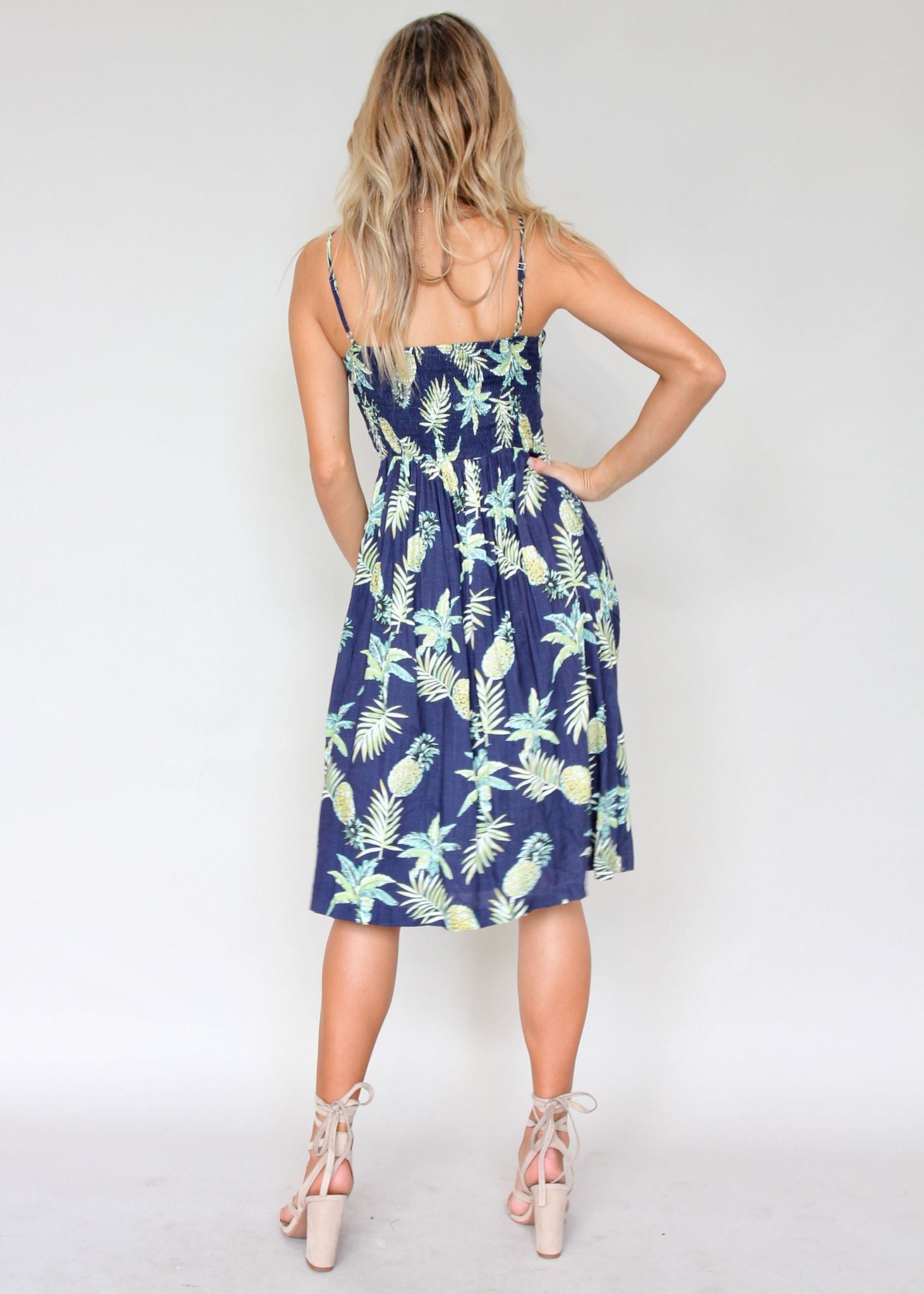 Coastal Distance Dress - Navy Tropicana