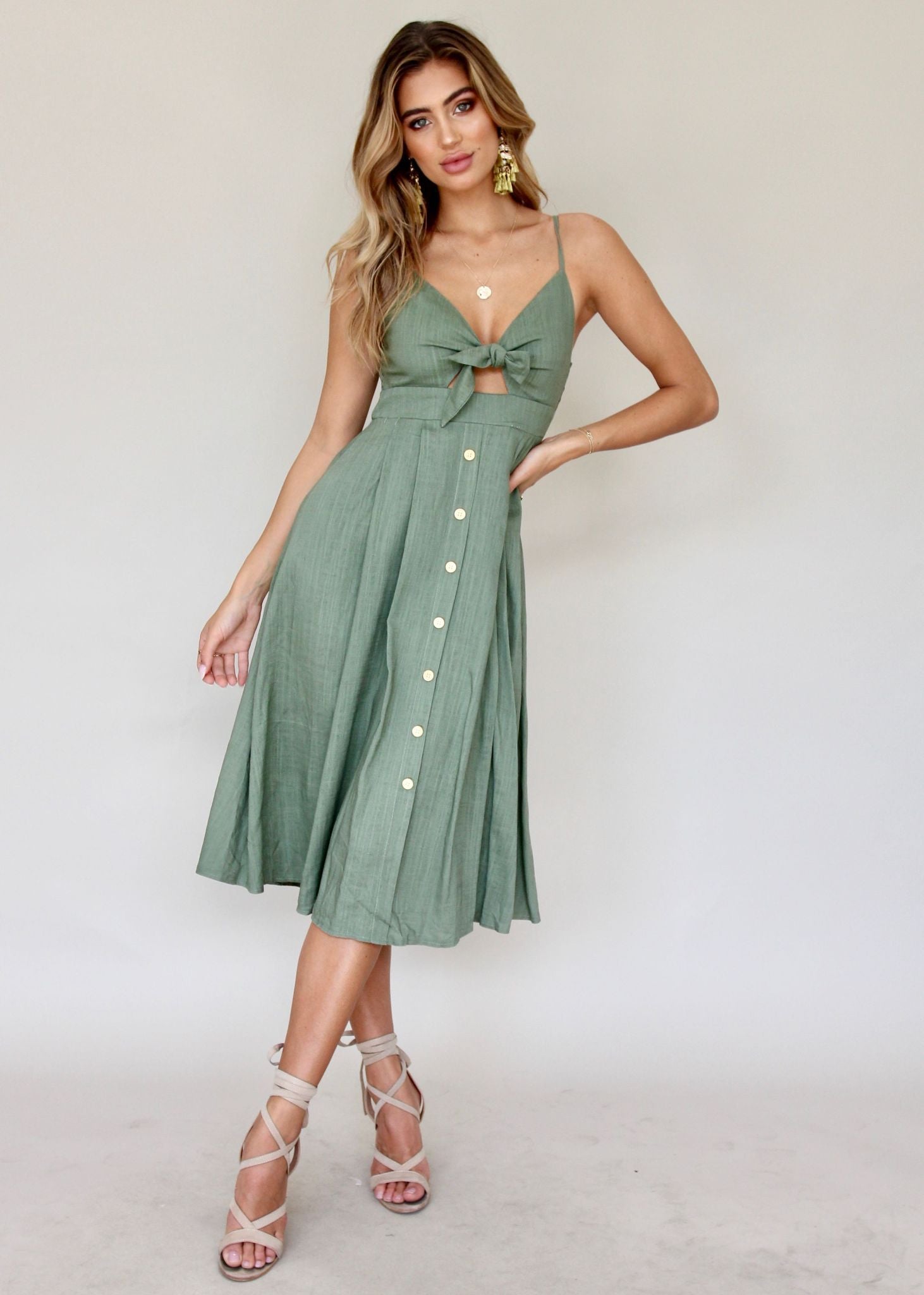 Big City Midi Dress - Khaki