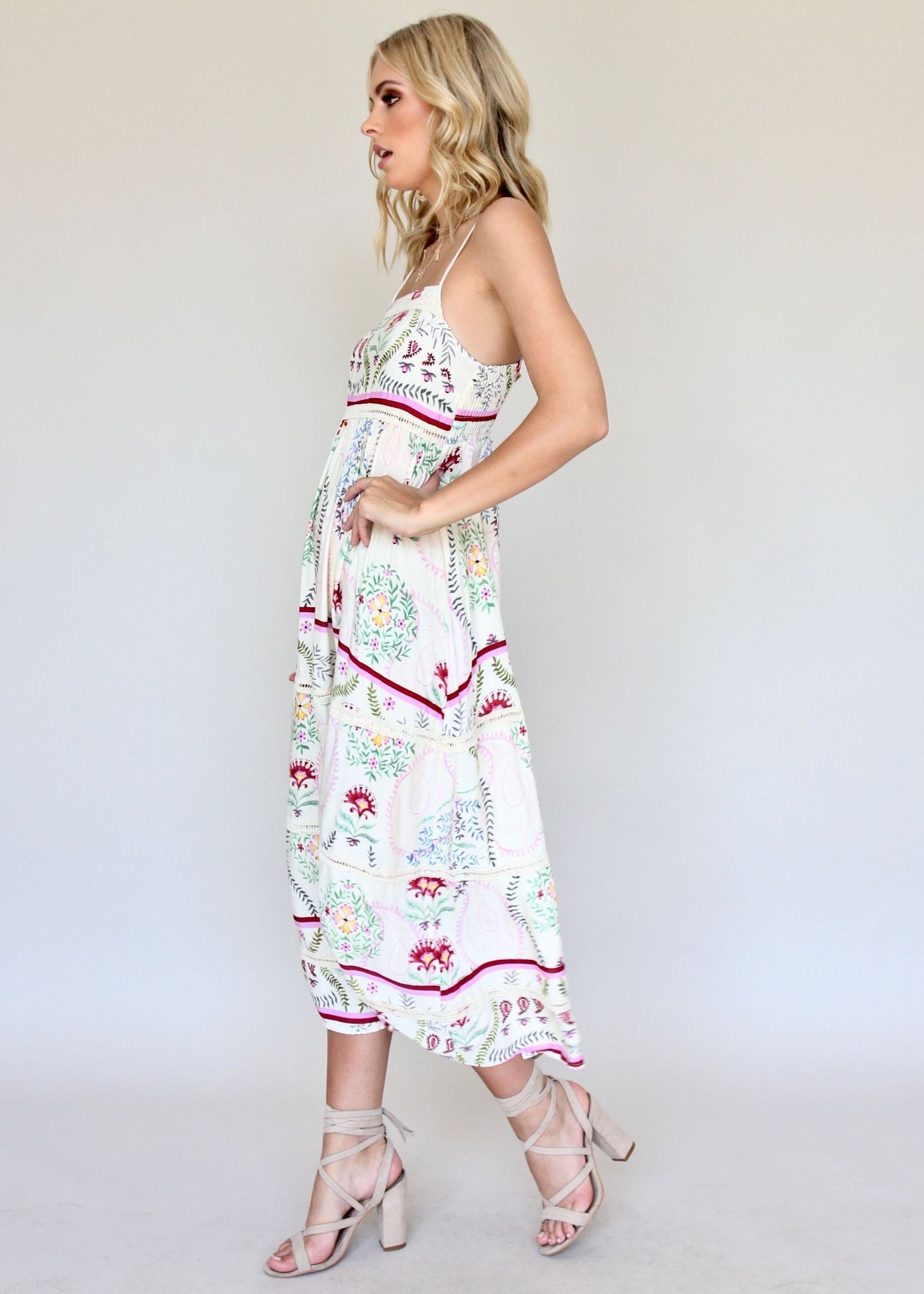 Heidi Swing Dress - Champagne Flowers