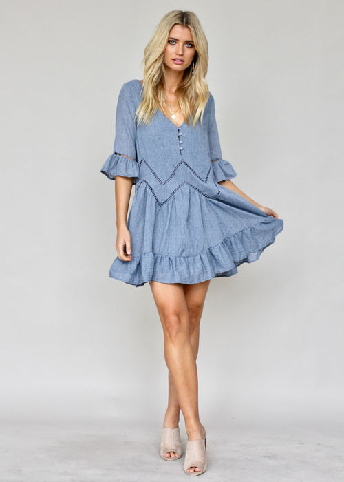 Crave More Swing Dress - Denim Blue