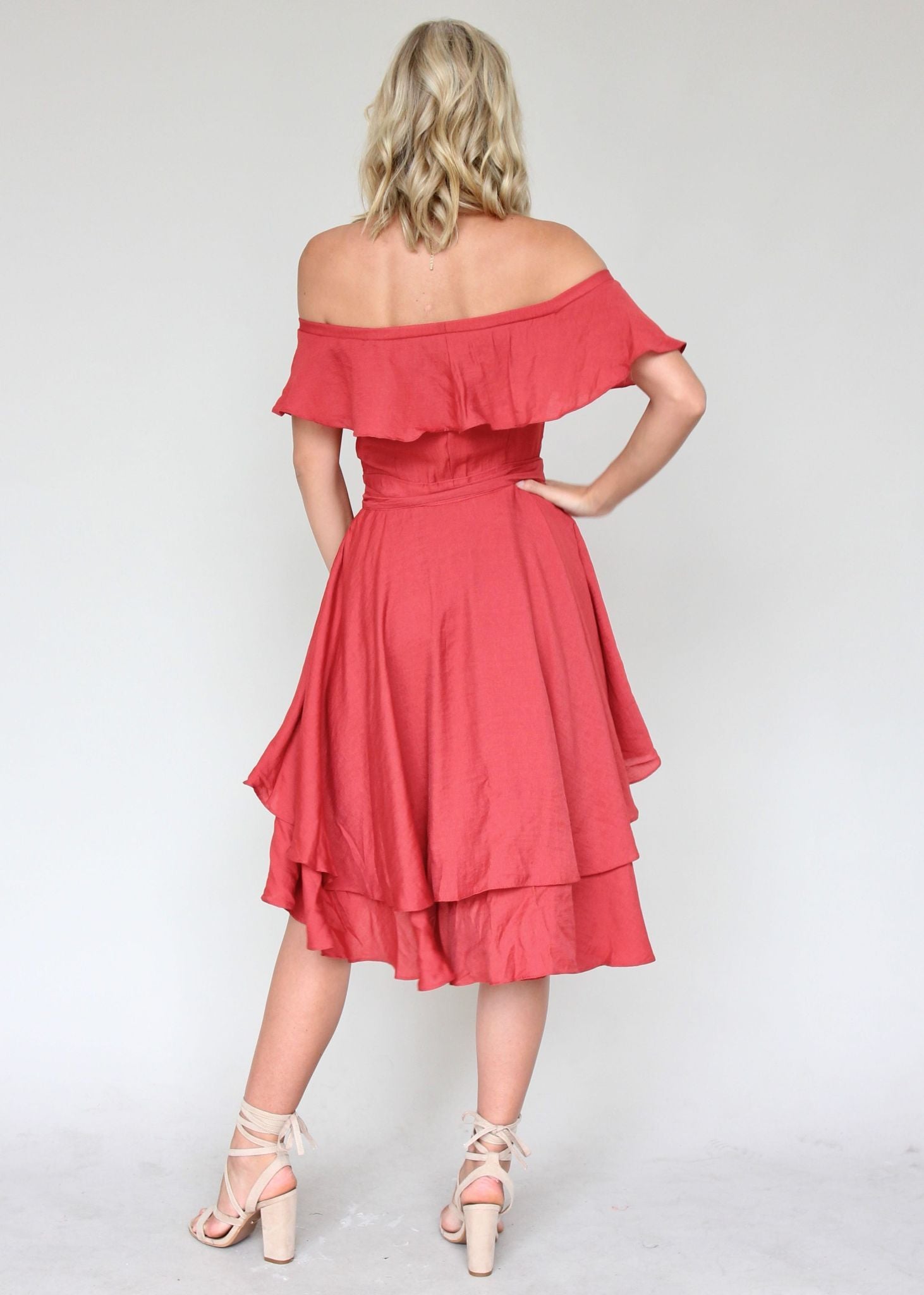 Senorita Off Shoulder Dress - Crimson