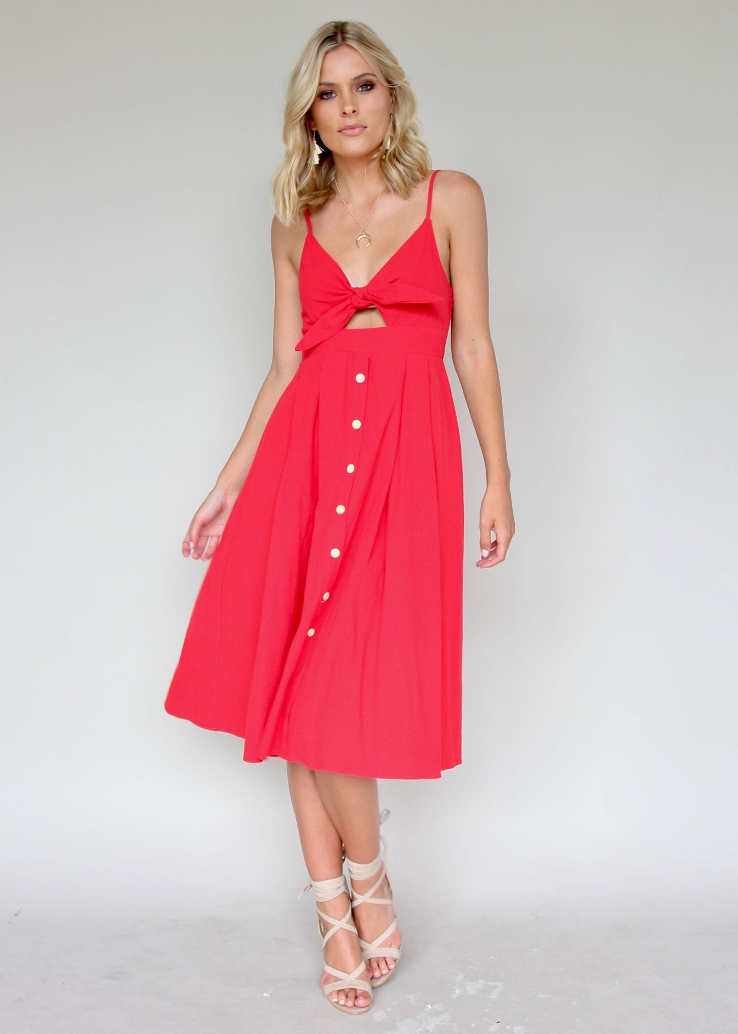 Big City Midi Dress - Red