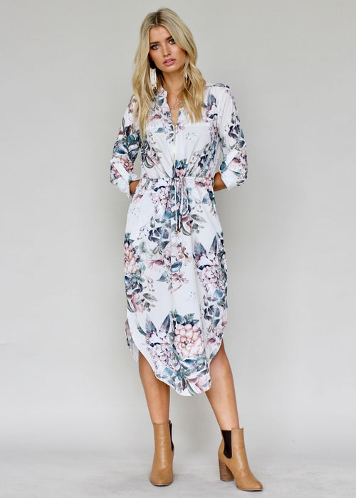 Let Me Lead Midi Dress - Blush Floral