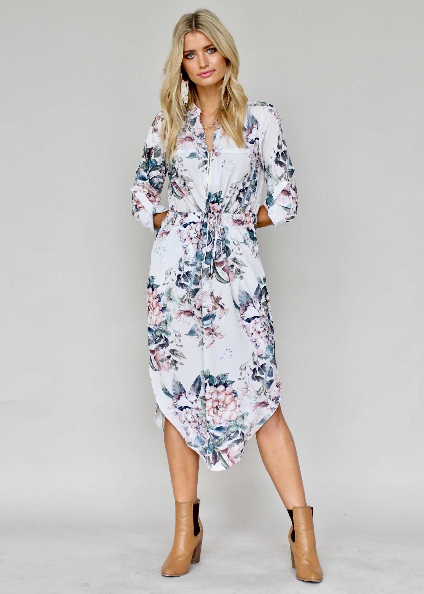 Let Me Lead Midi Dress - Blush Floral
