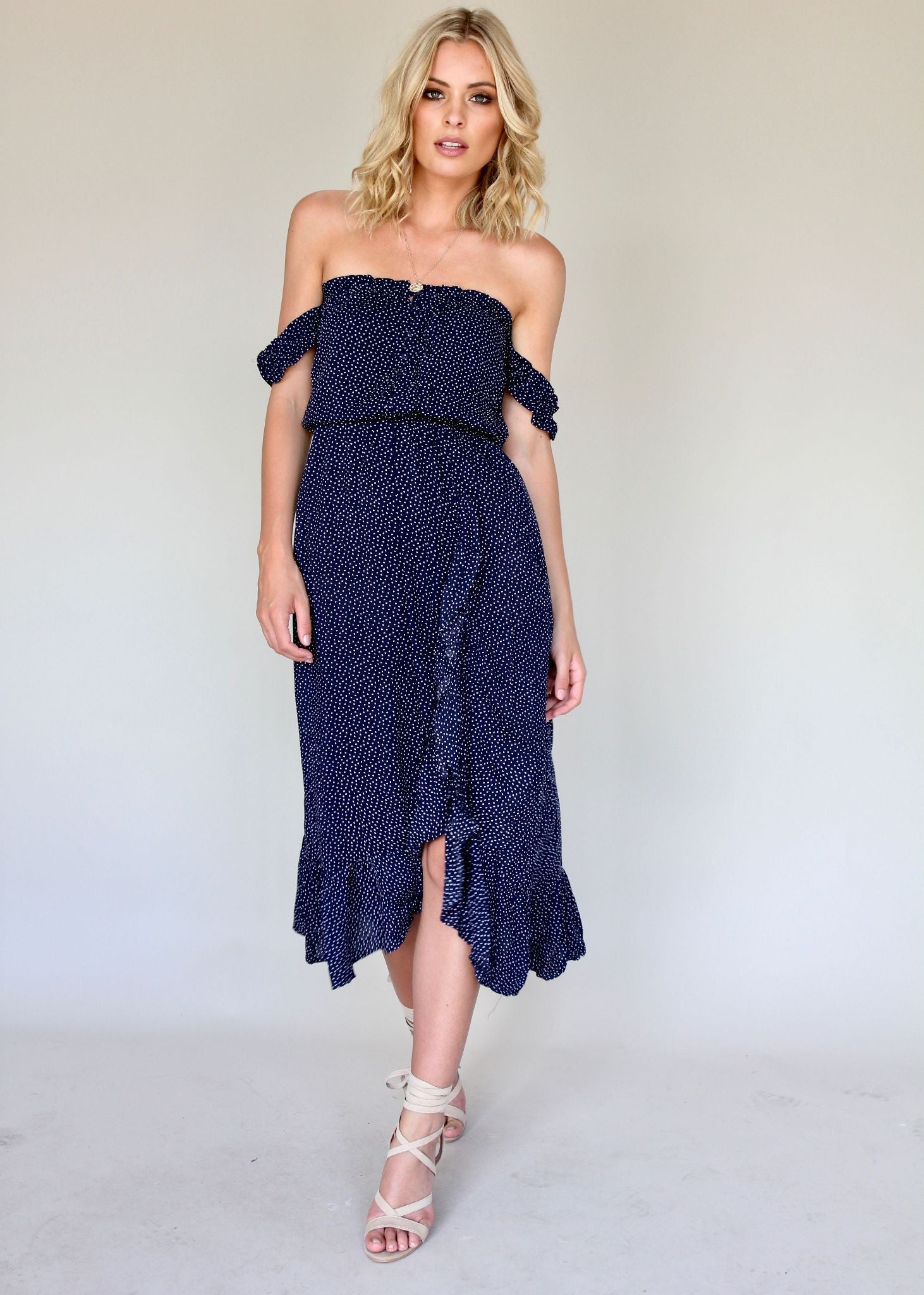 Sweet Solitude Dress - Navy/White