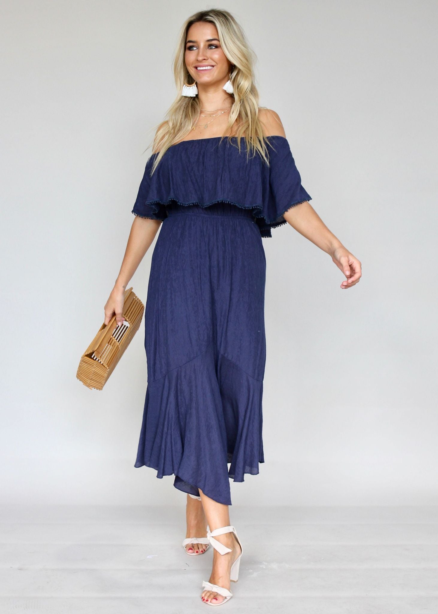 Hampton Summer Midi Dress - Navy