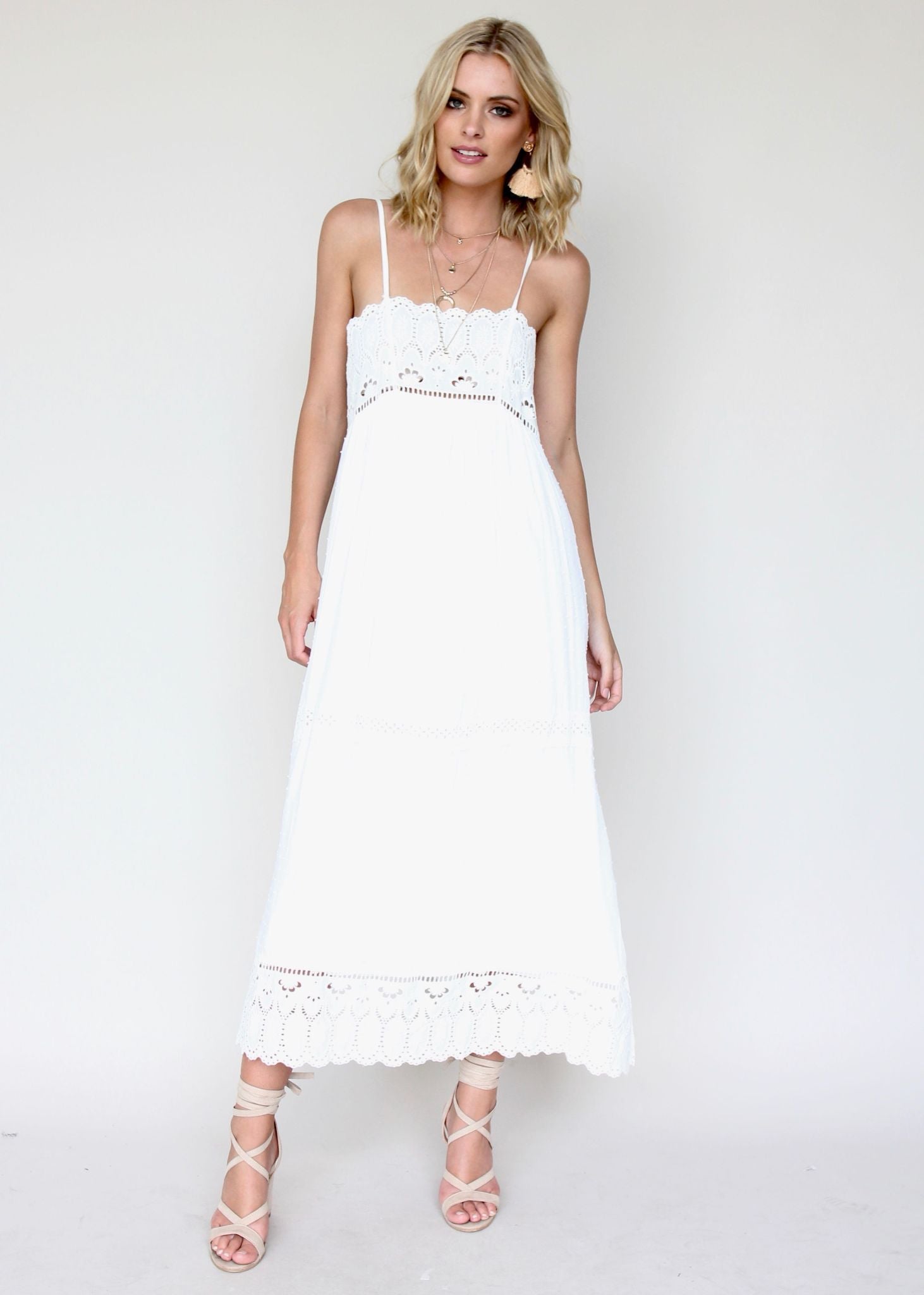 Annabelle Maxi Dress - White Embroidered