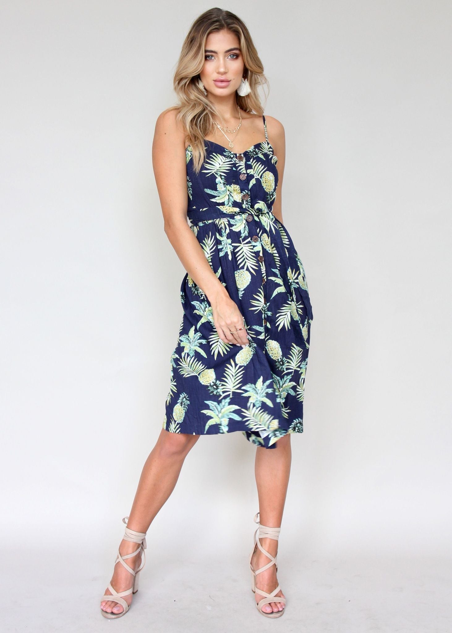 Coastal Distance Dress - Navy Tropicana