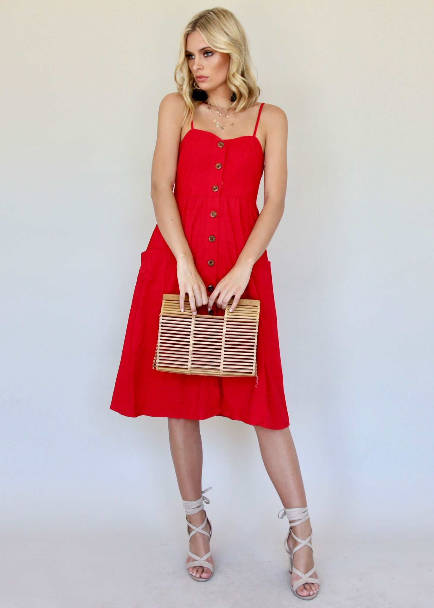 Utopia Midi Dress - Red