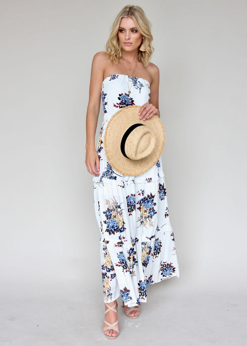 Lucina Strapless Maxi Dress - Blue Petal