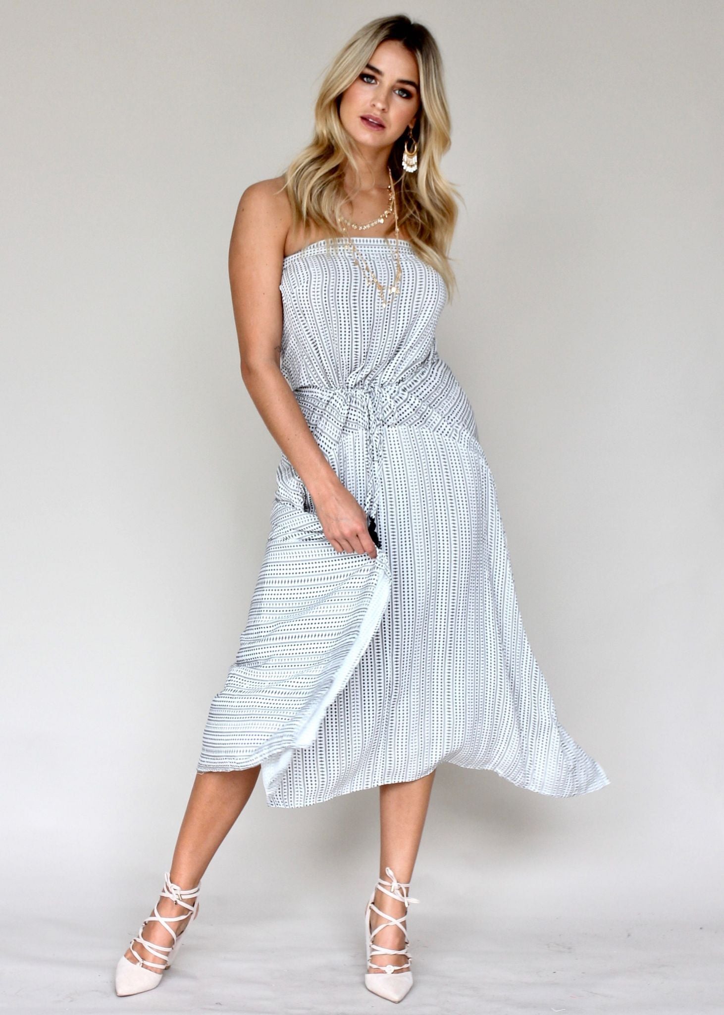 New Freedom Strapless Maxi Dress - Black/White