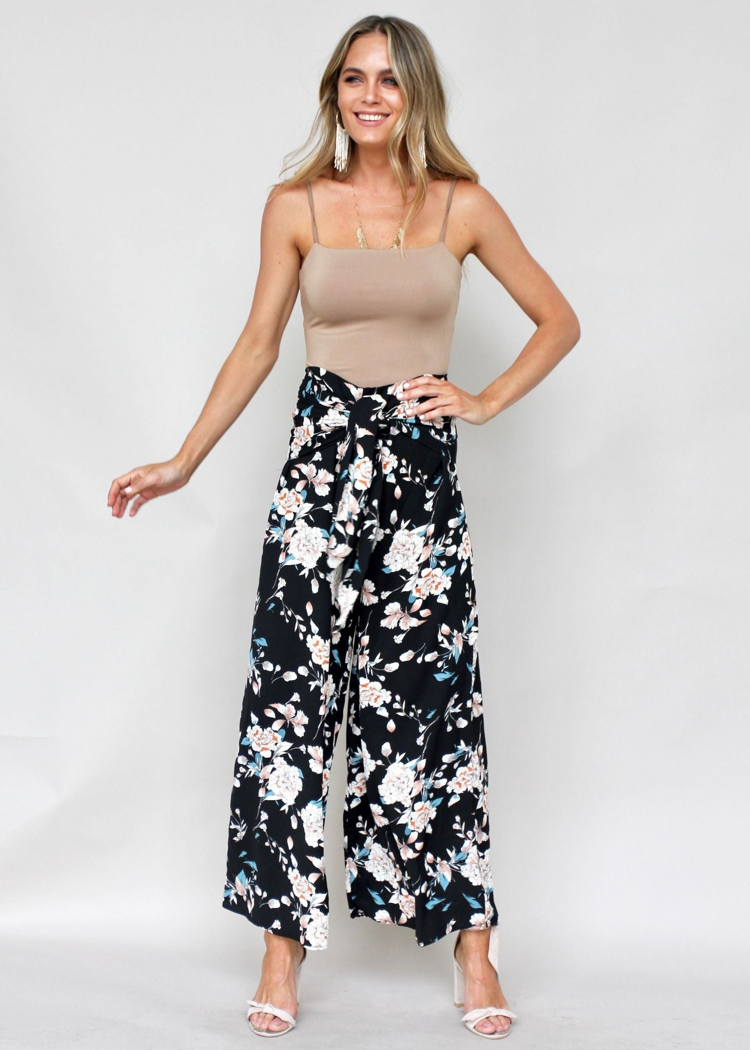 Sanoma Wide Leg Pants - Black Floral