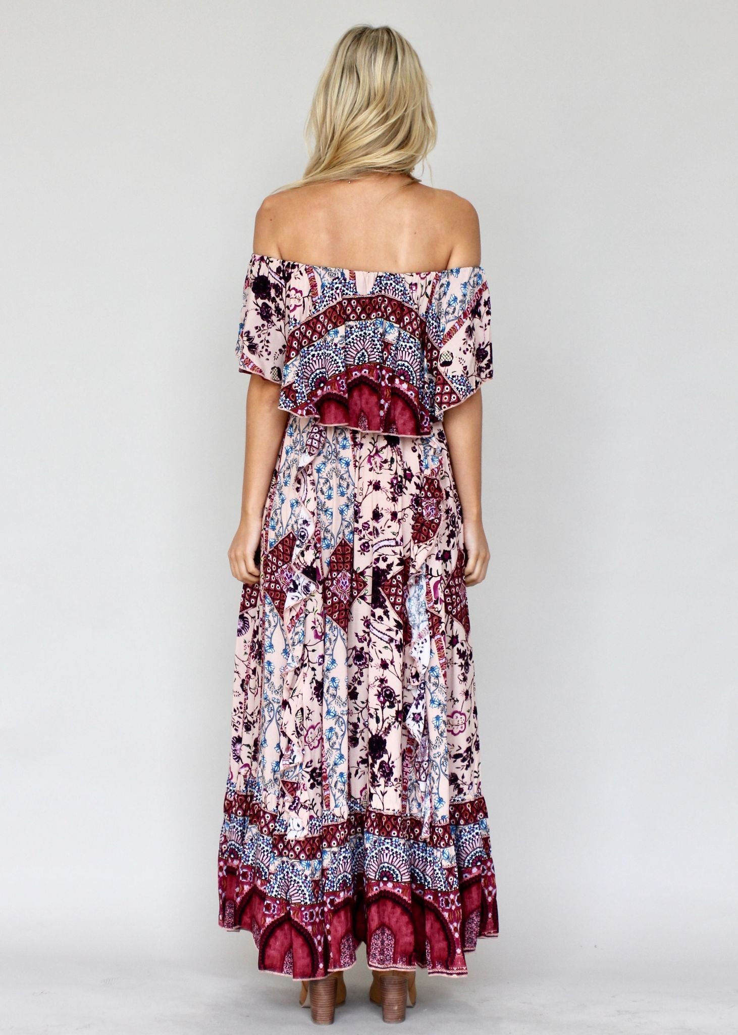 Georgie Off Shoulder Maxi Dress - Marrakesh Dreaming