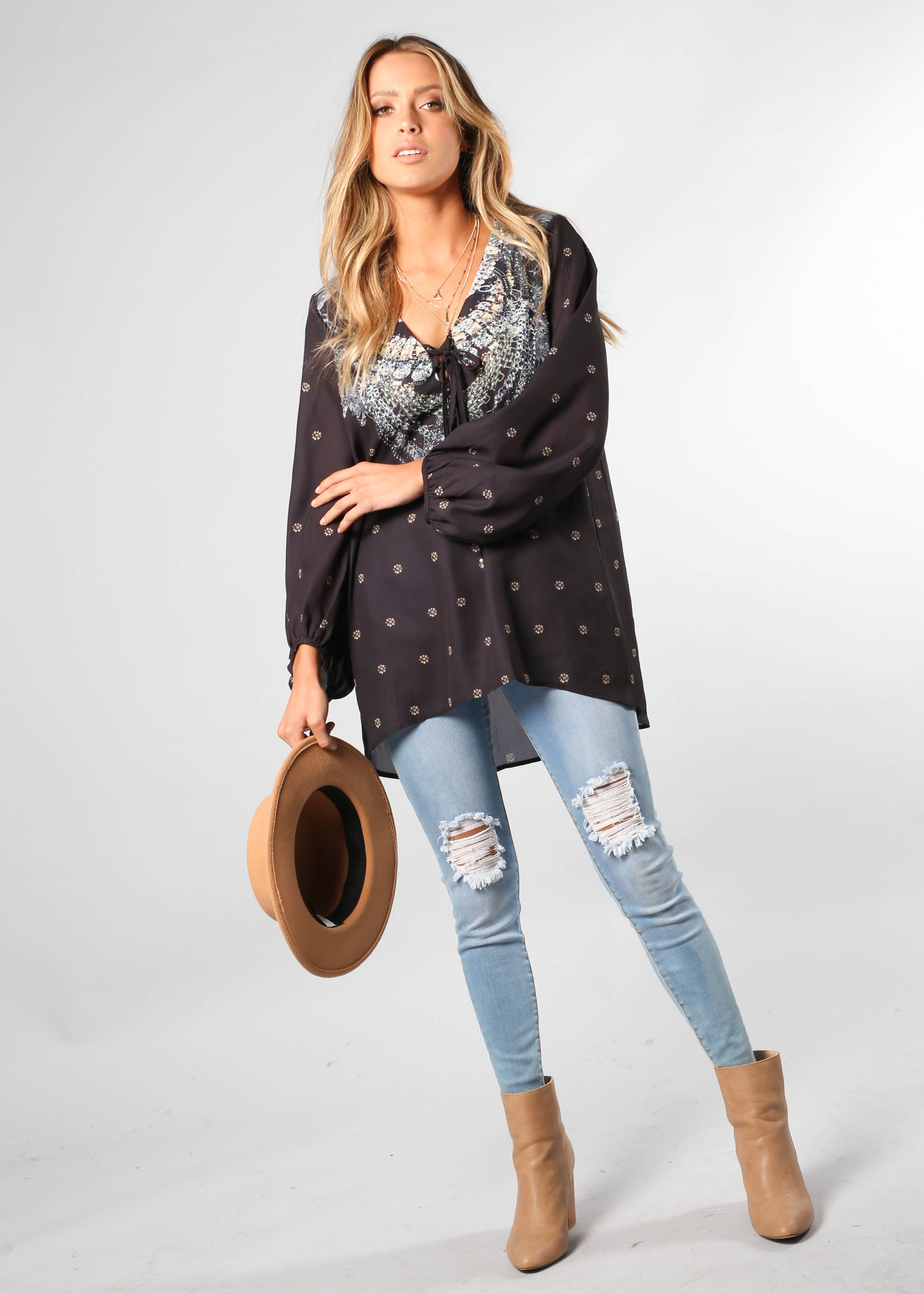 Monteverde Blouse - Black Jewel