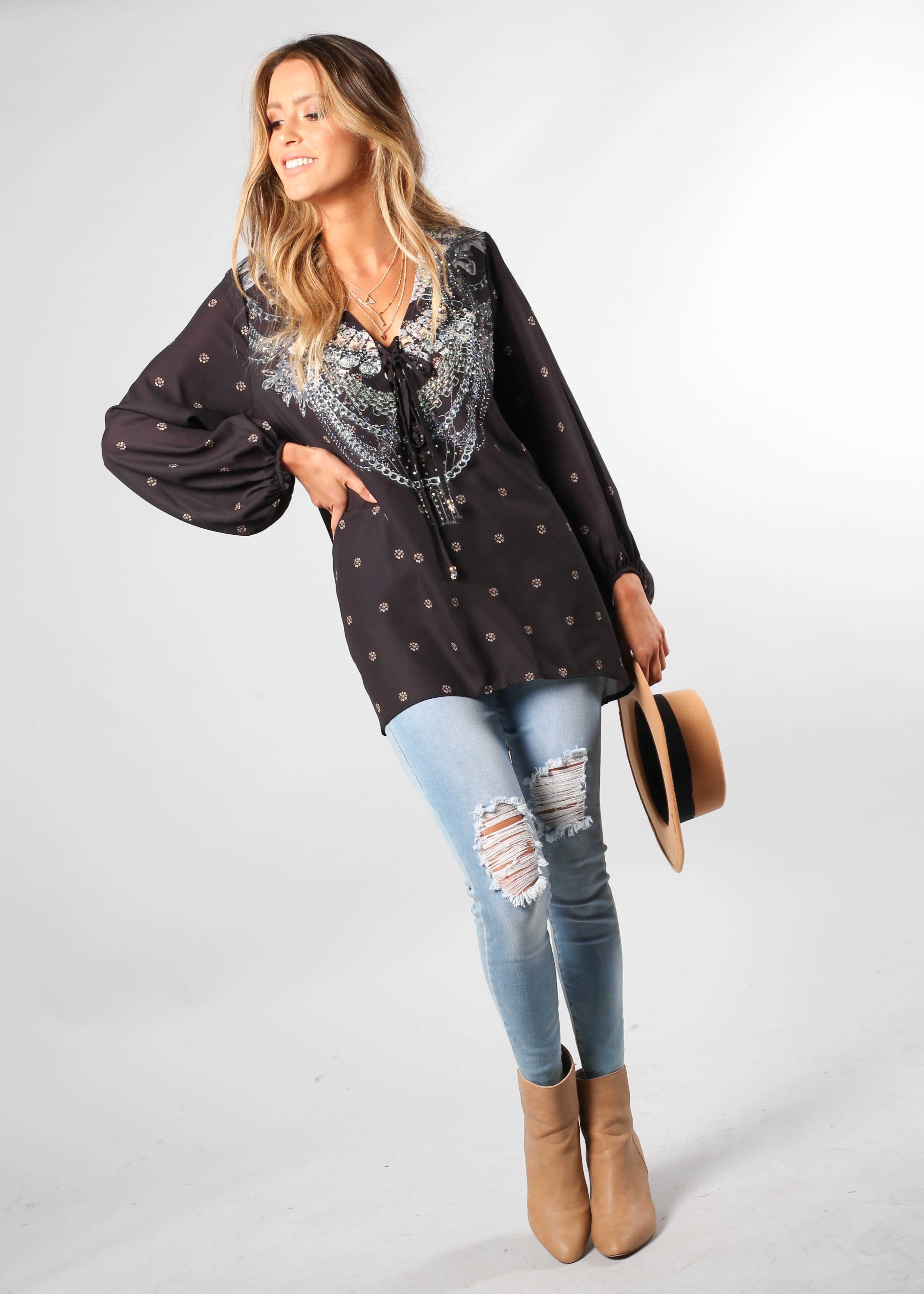 Monteverde Blouse - Black Jewel