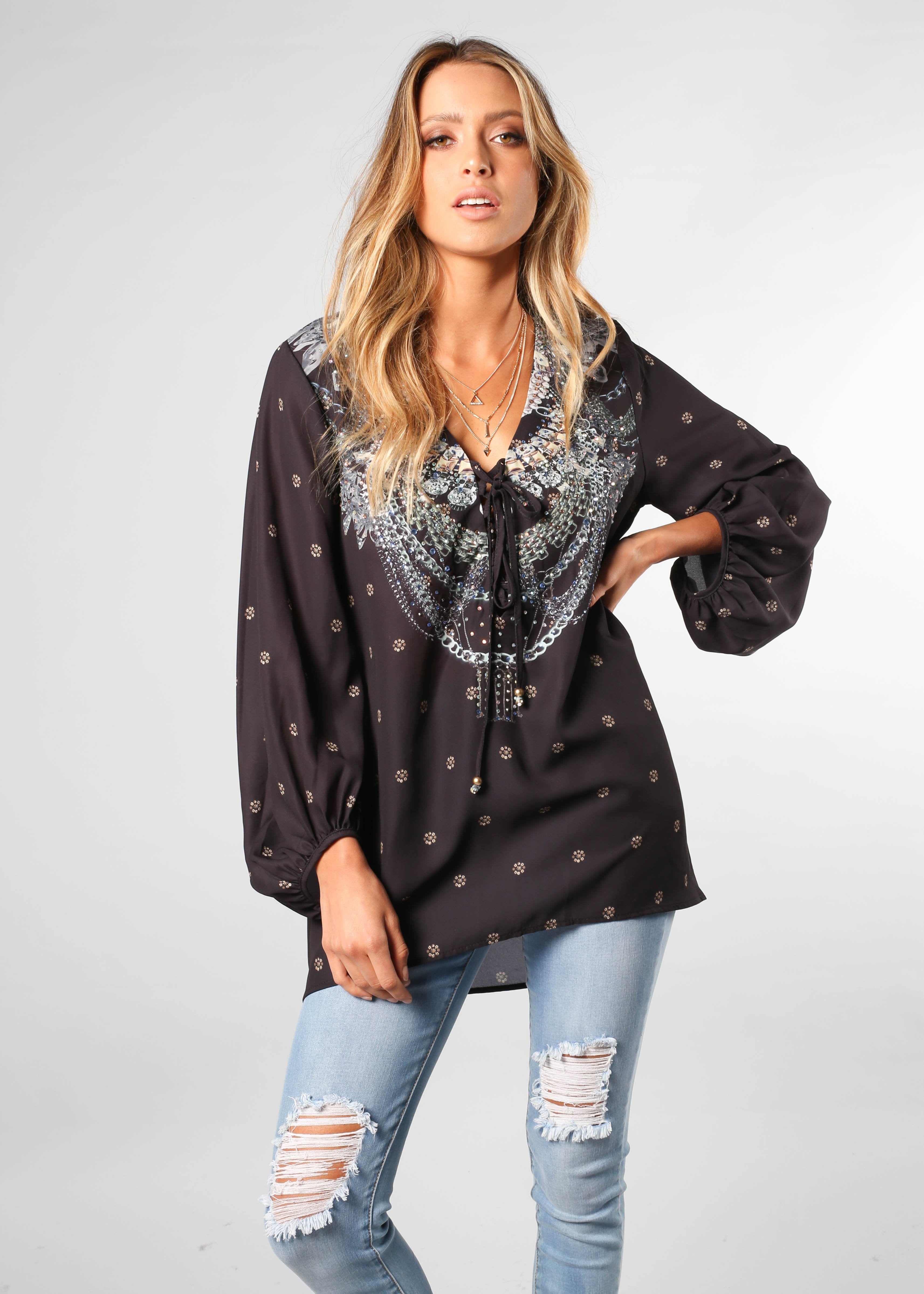 Monteverde Blouse - Black Jewel