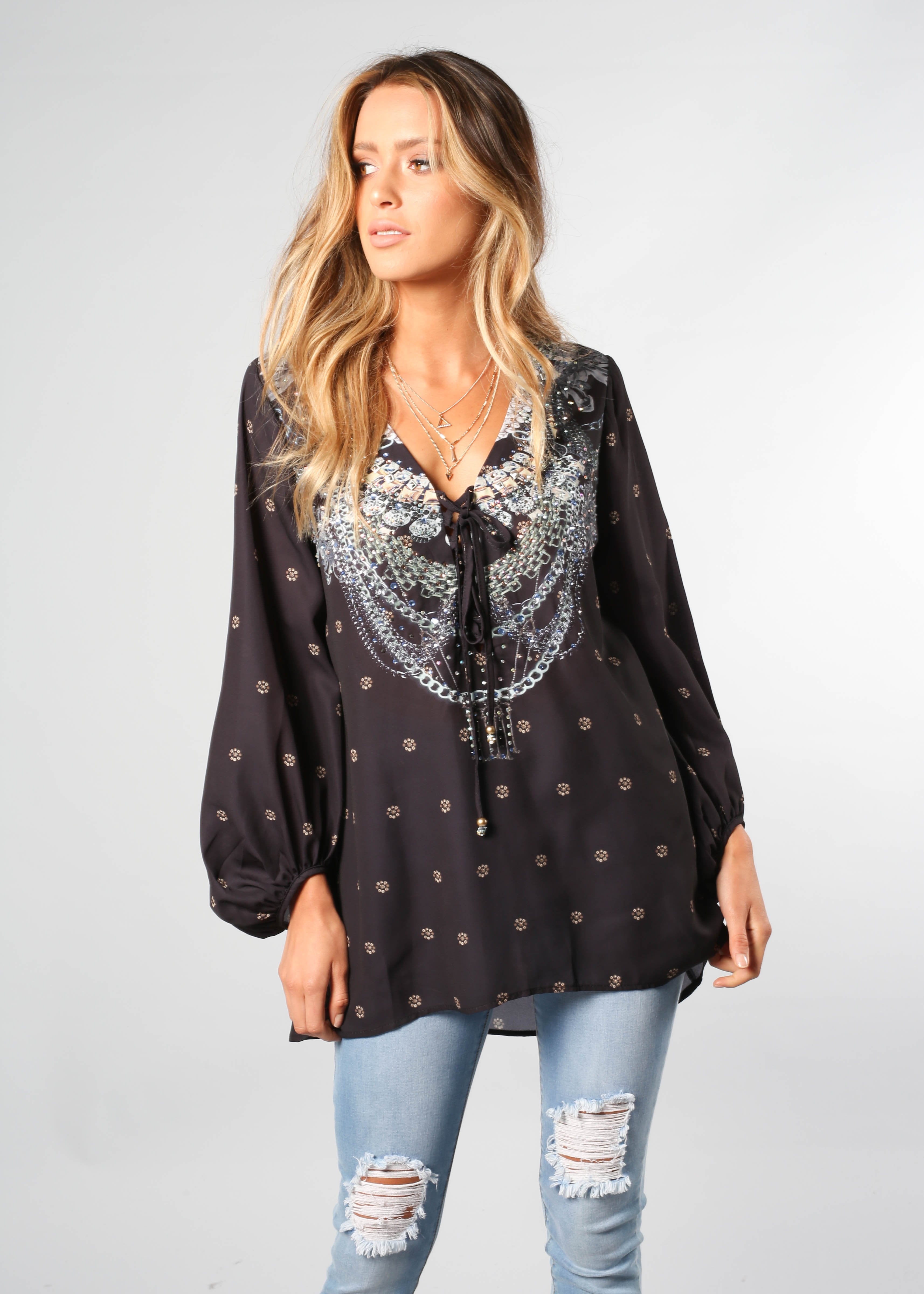 Monteverde Blouse - Black Jewel