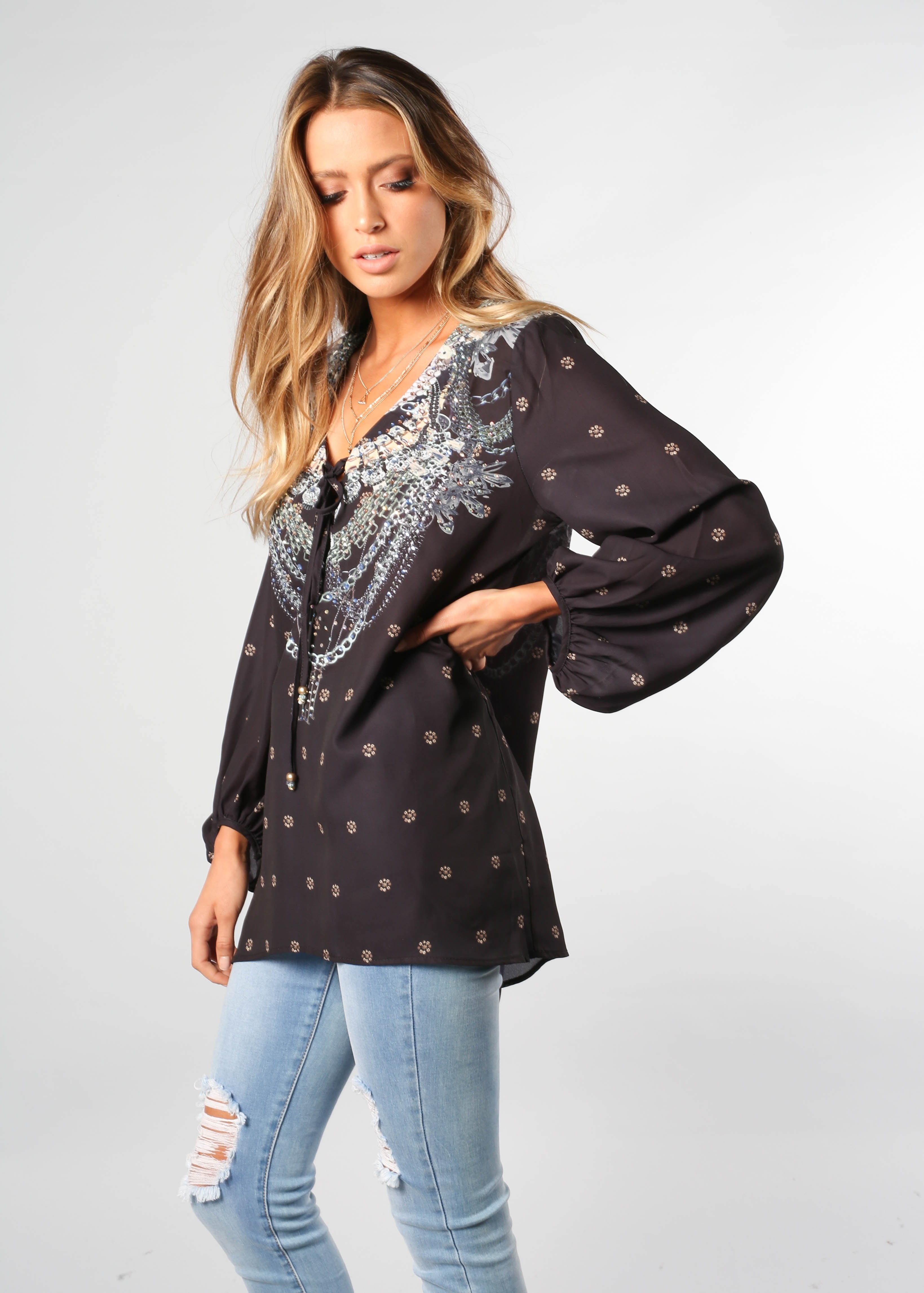 Monteverde Blouse - Black Jewel