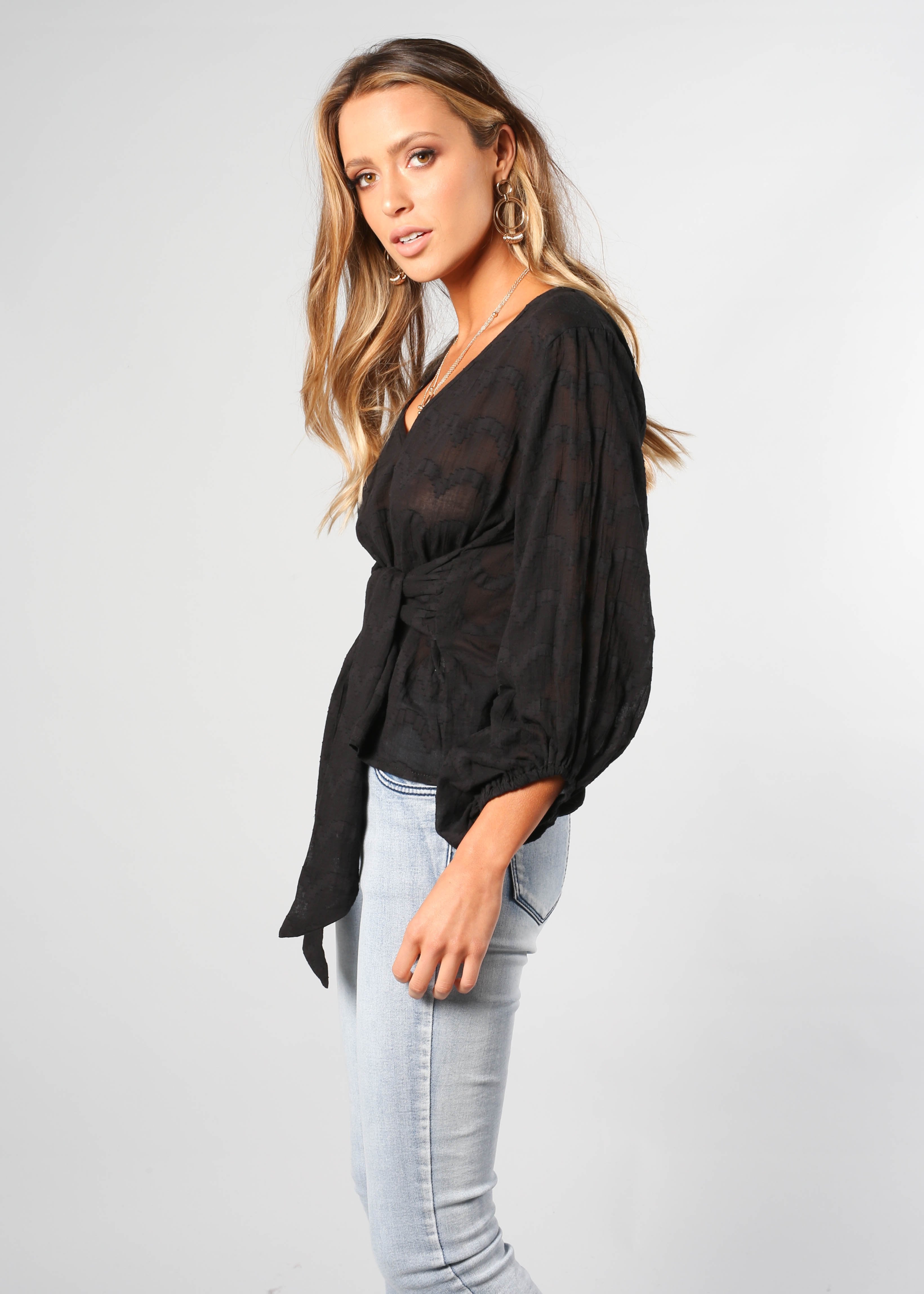 Meant To Be Tie Blouse - Black