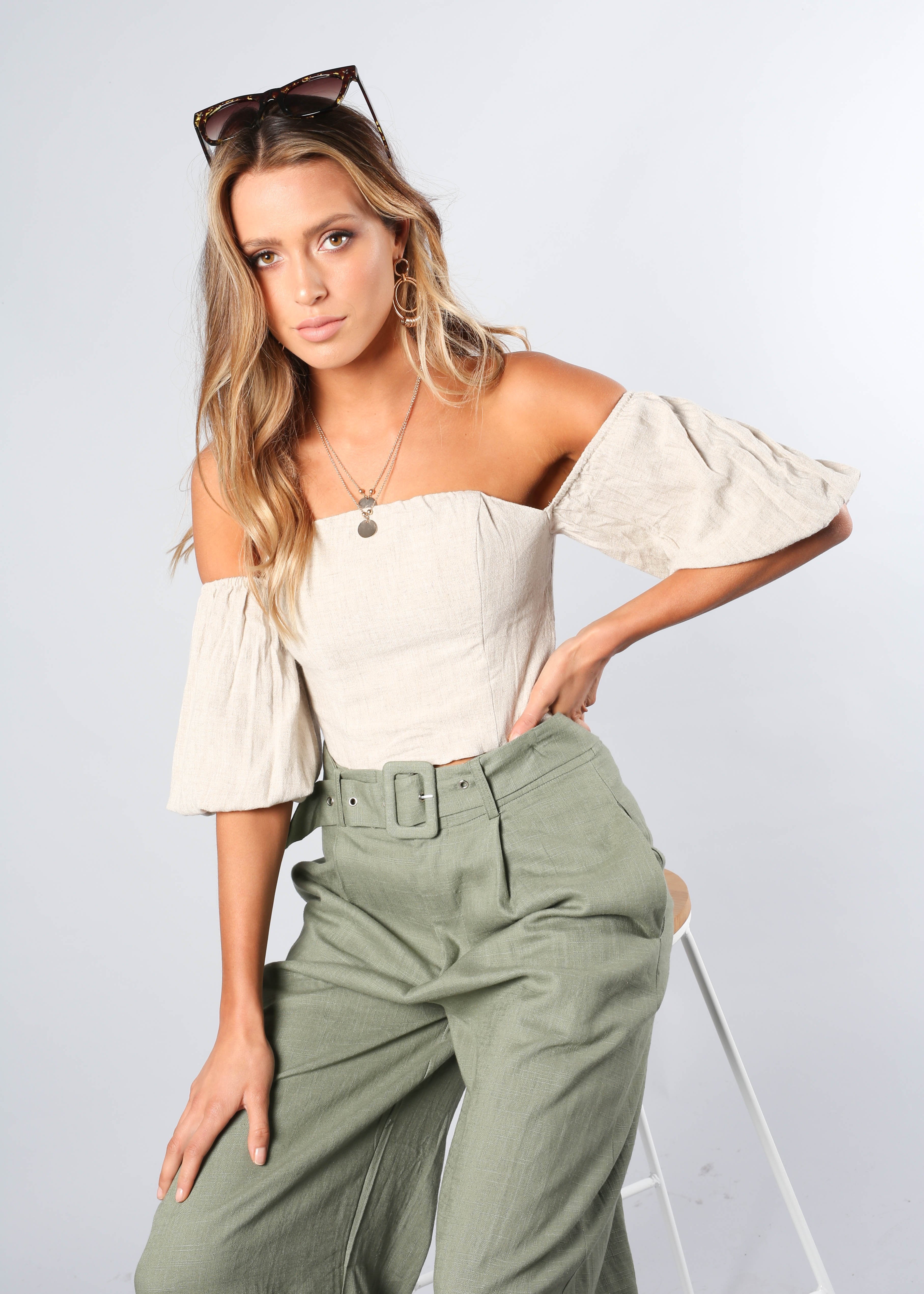 Balmy Dreams Linen Look Pants w/ Belt - Khaki