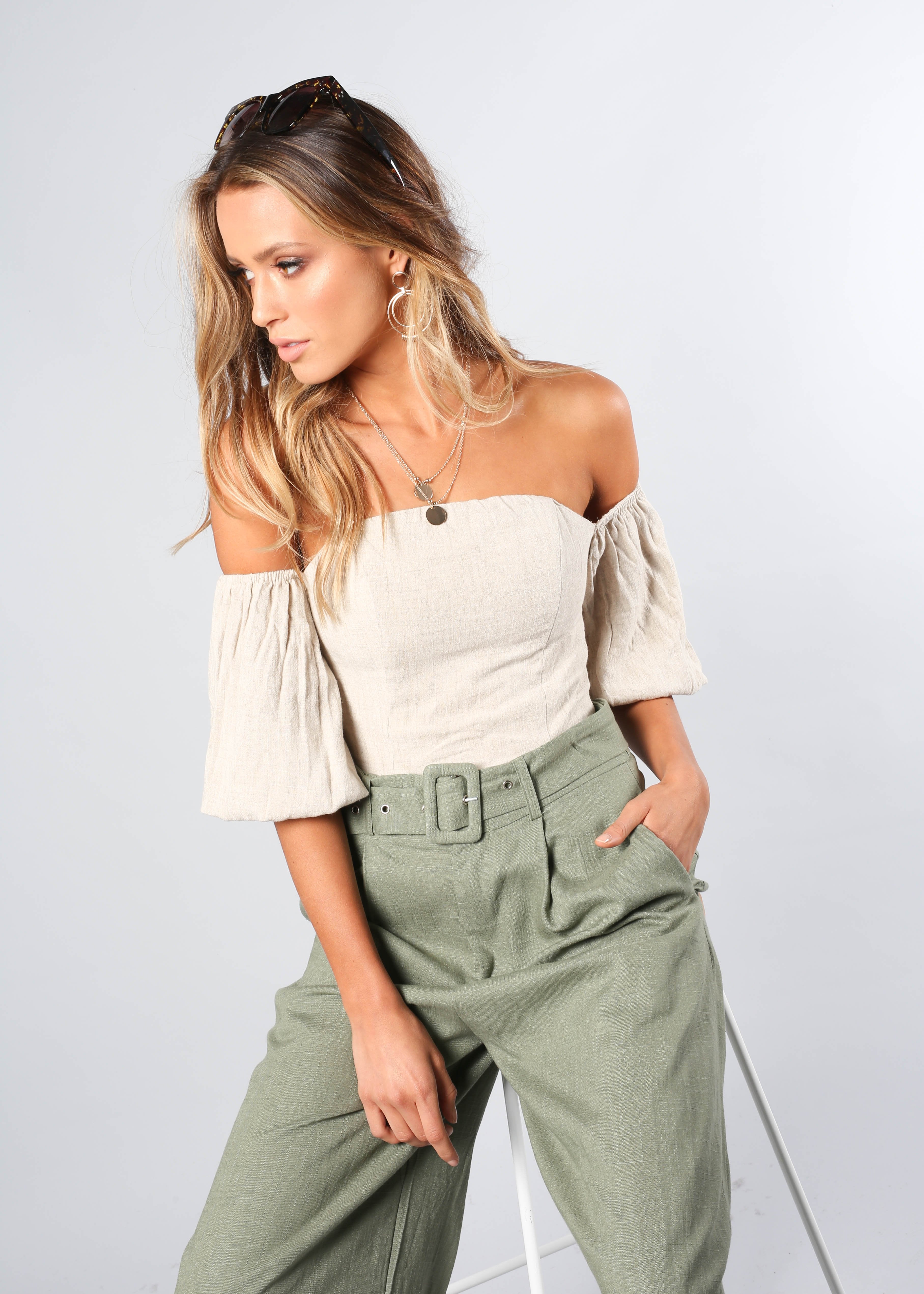 Balmy Dreams Linen Look Pants w/ Belt - Khaki