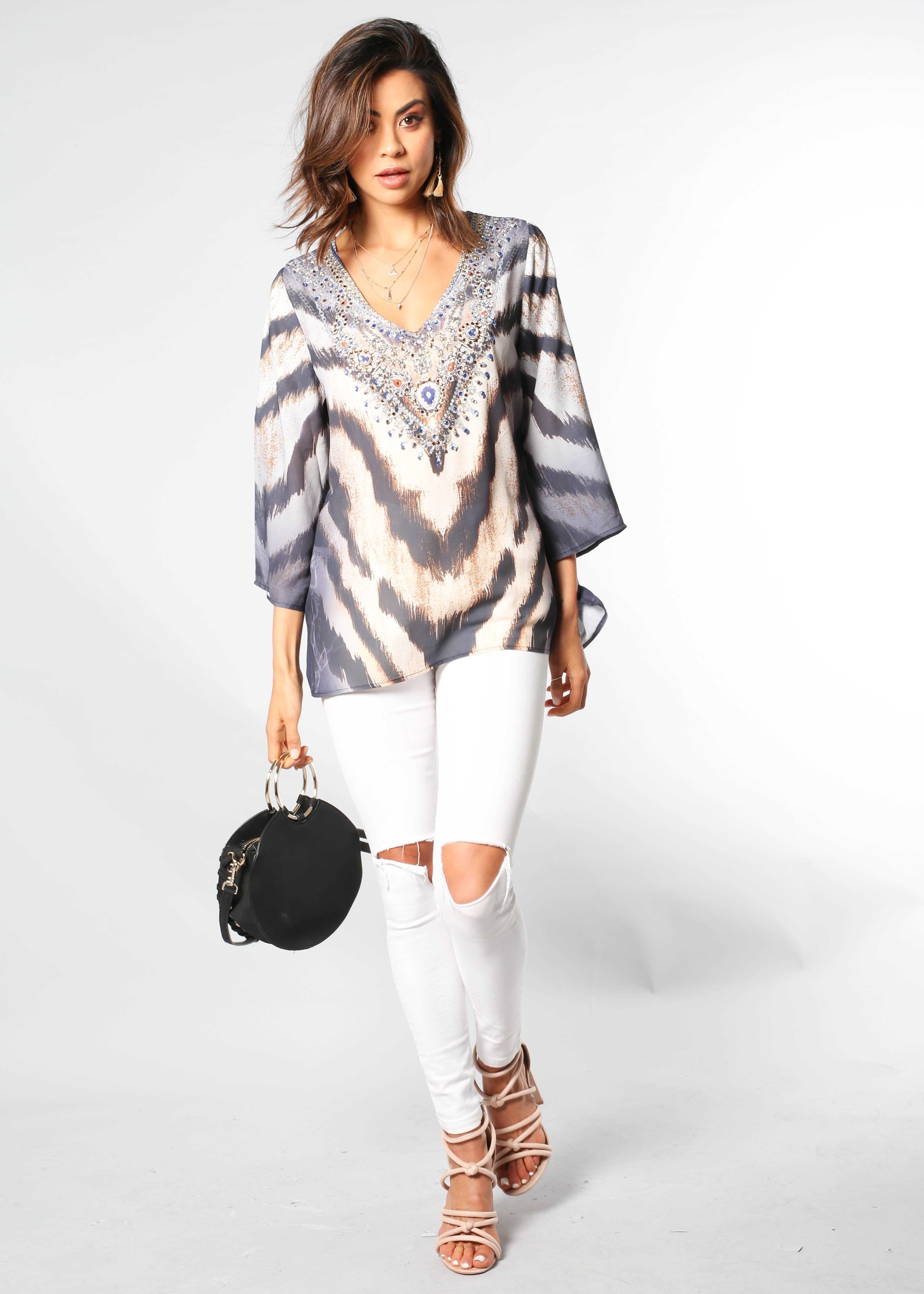 Cressida Embellished Blouse - Sahara