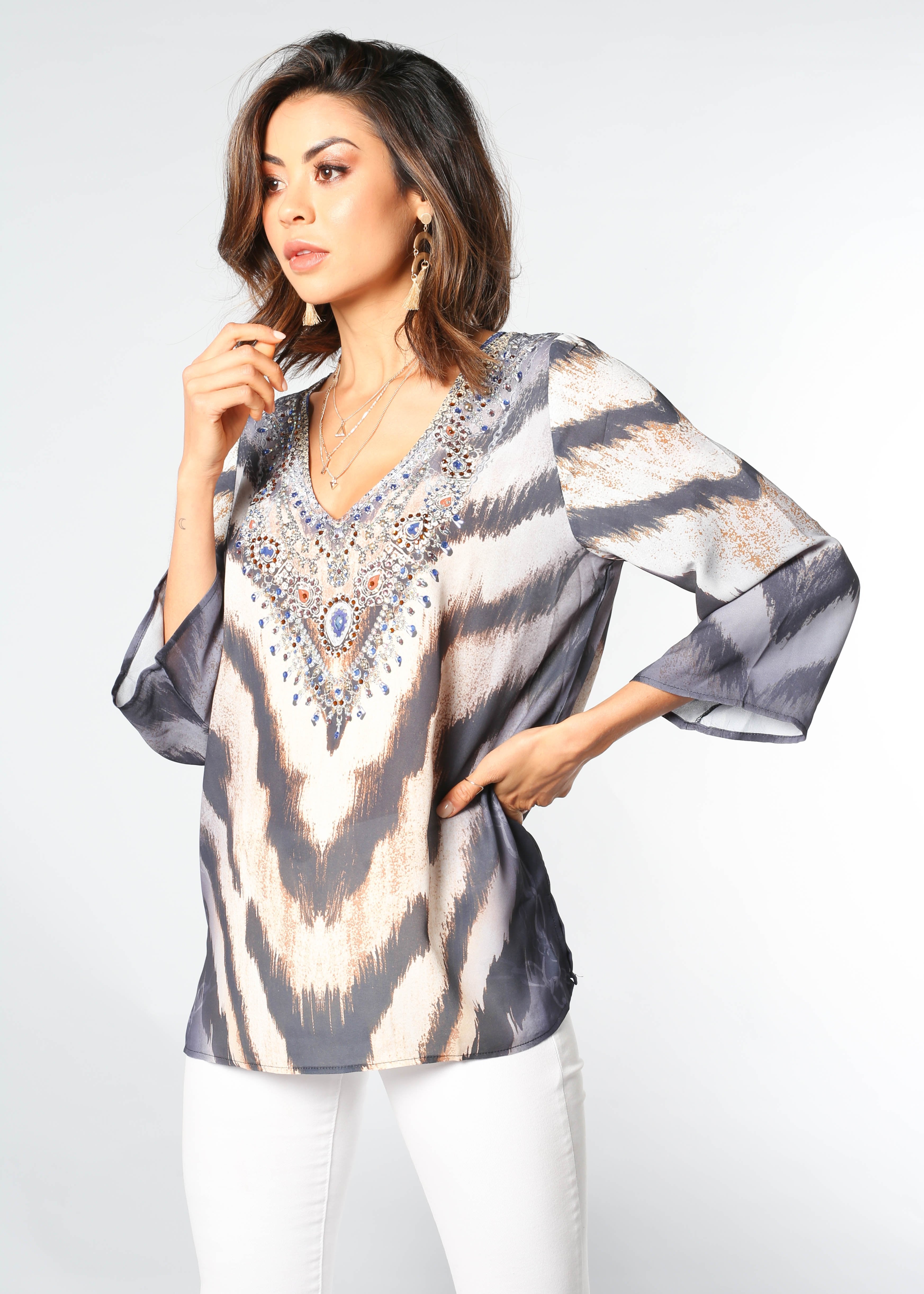 Cressida Embellished Blouse - Sahara
