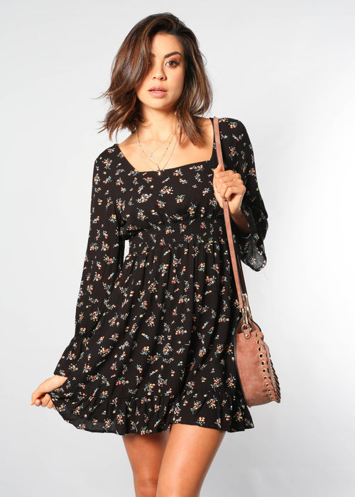 Finding My Way Dress - Black Floral