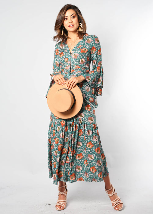 Everything Is Love Maxi Dress - Emerald Bloom