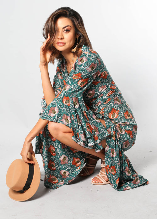 Everything Is Love Maxi Dress - Emerald Bloom