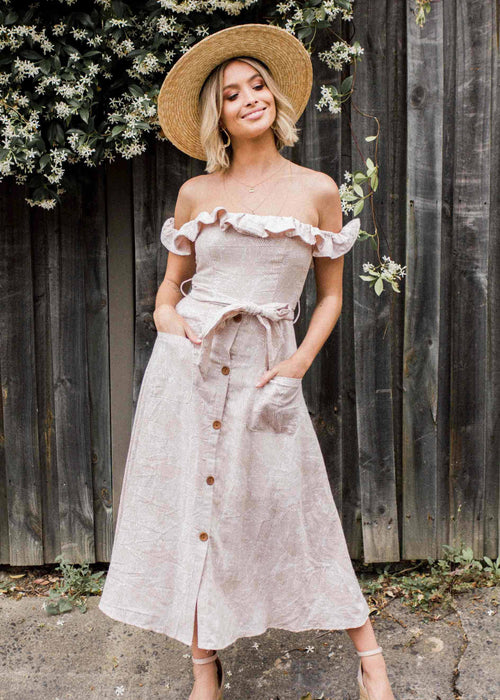 All This Love Midi Dress w/ Tie - Blush Haze