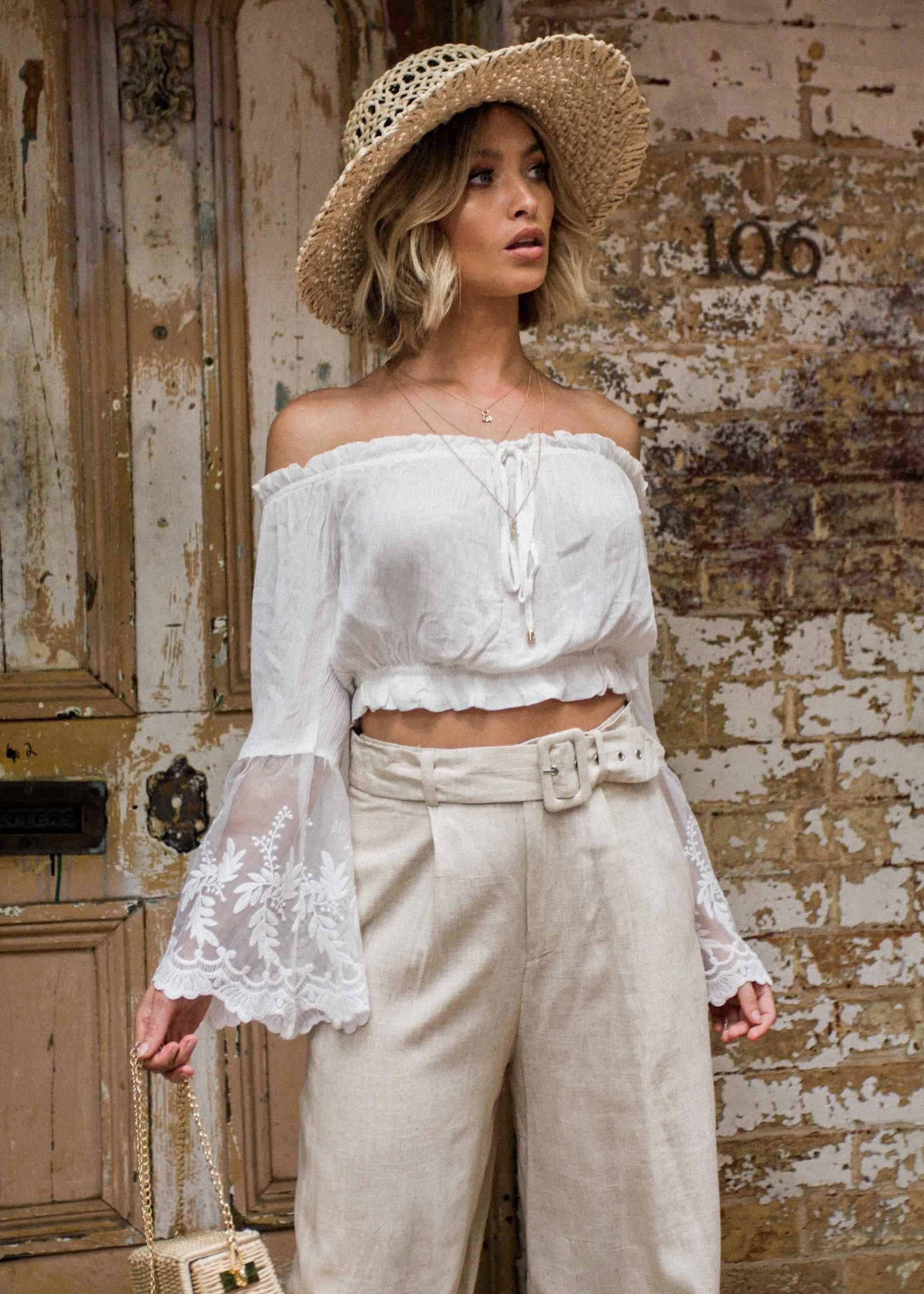 Balmy Dreams Linen Look Pants w/ Belt - Oatmeal