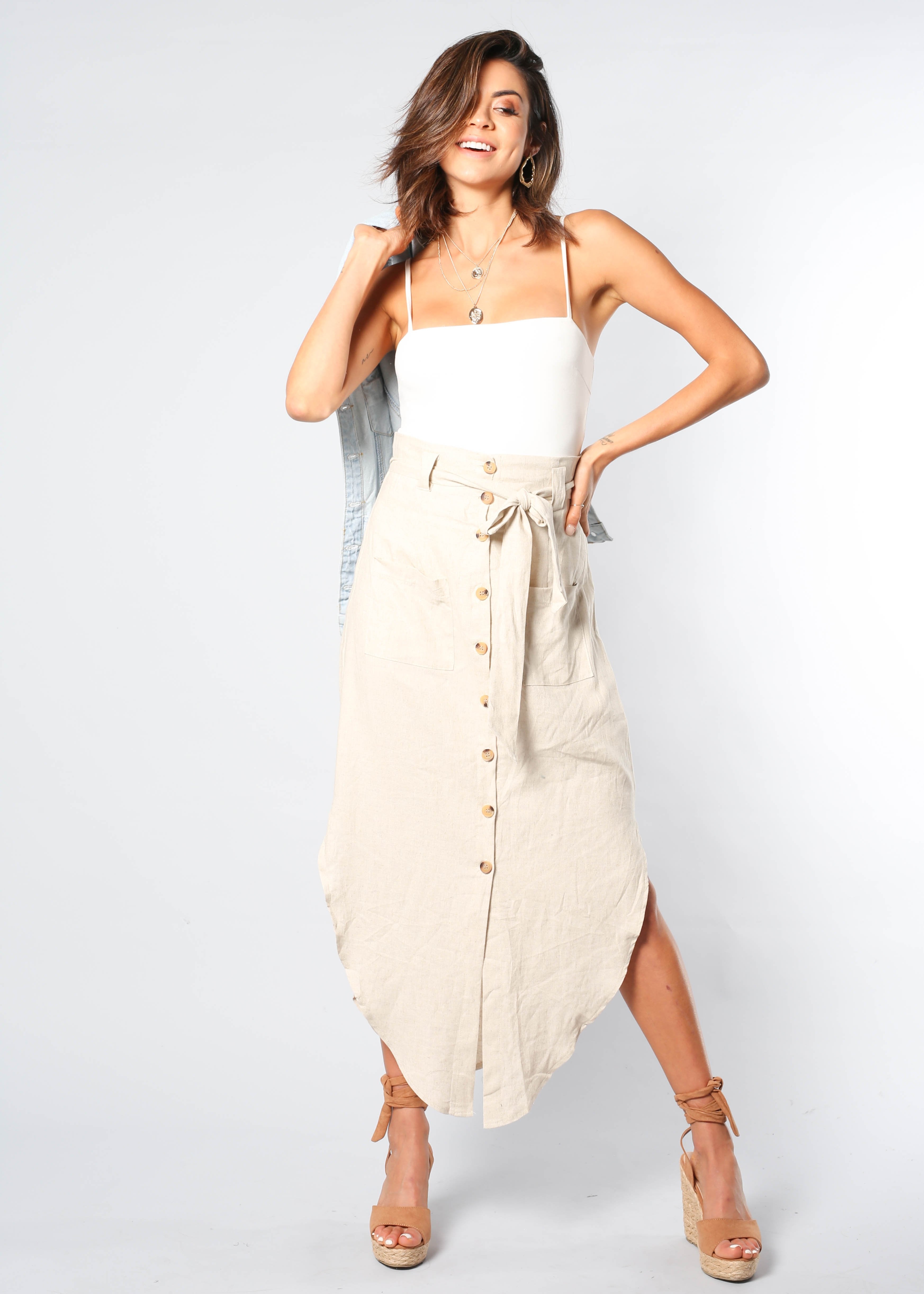 New Spirits Linen Skirt - Natural