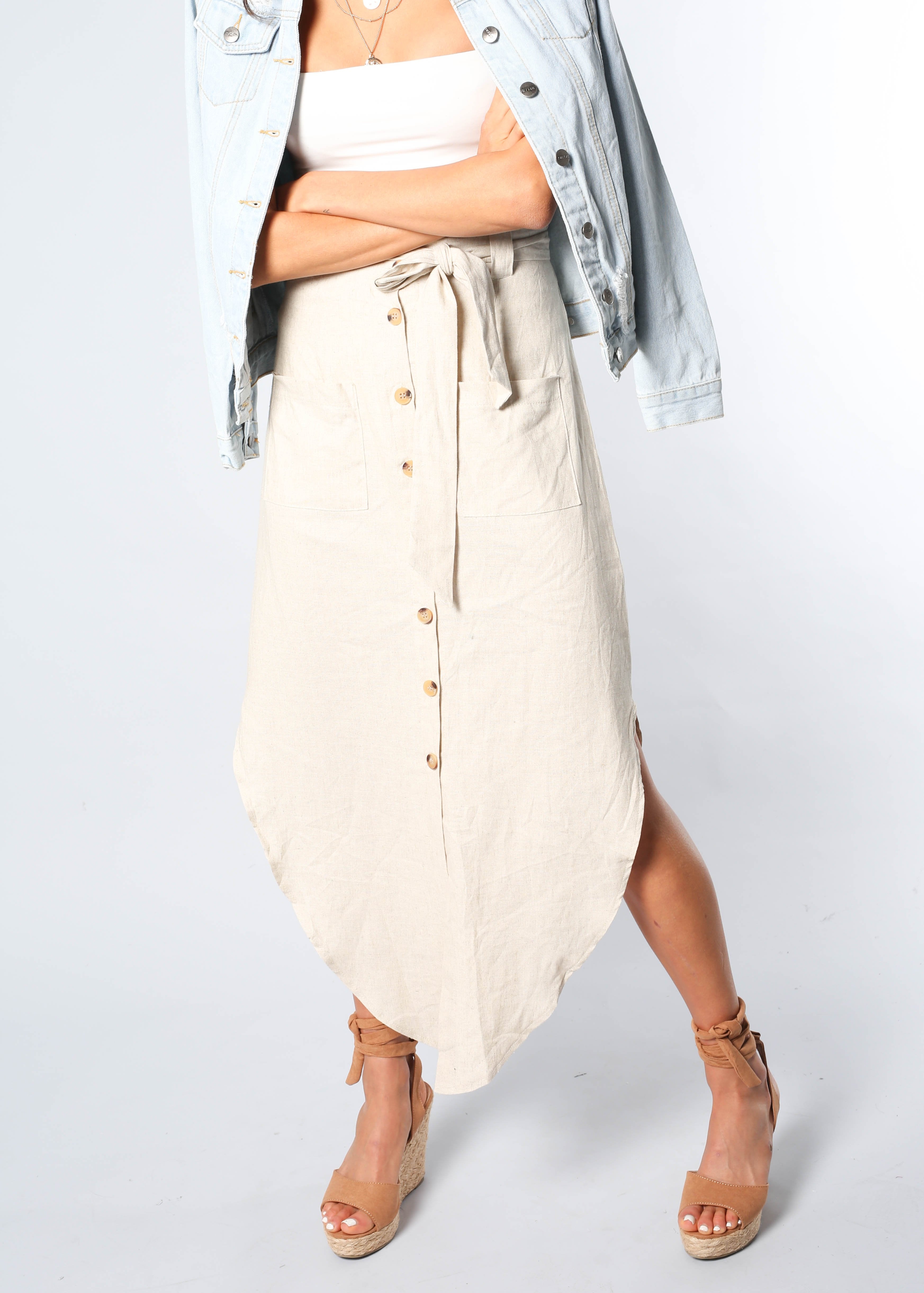 New Spirits Linen Skirt - Natural