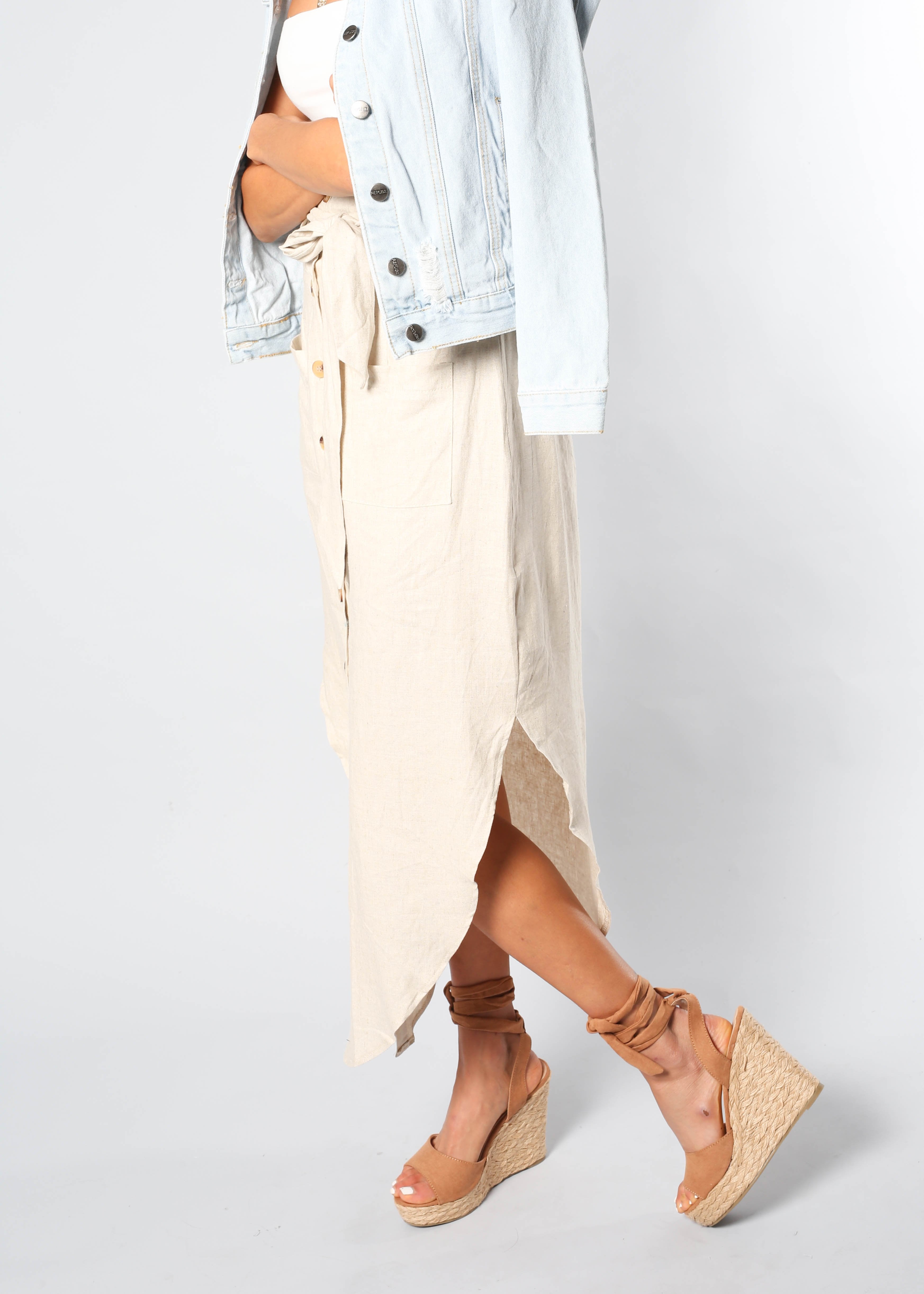 New Spirits Linen Skirt - Natural