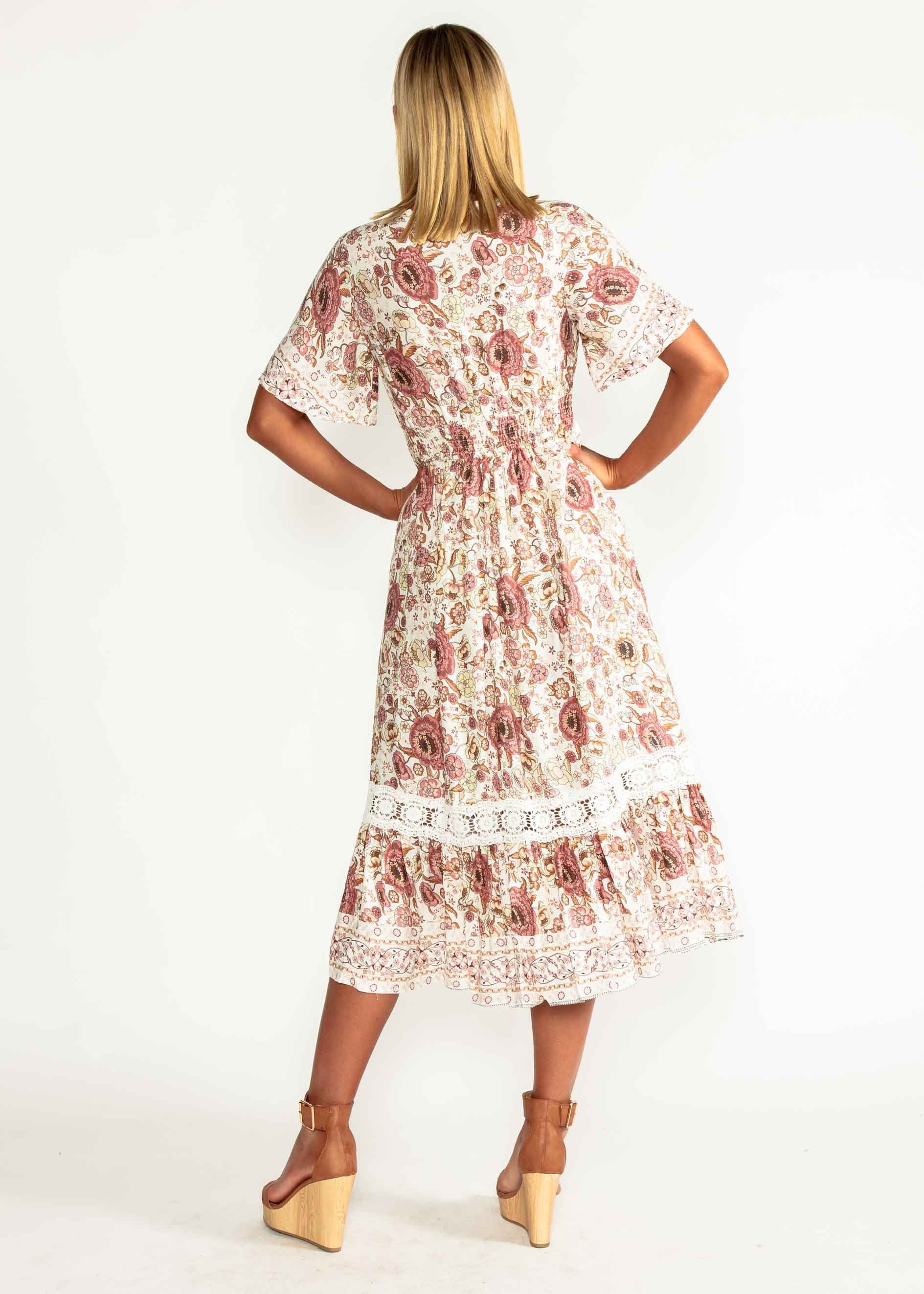 In Too Deep Midi Dress - Vintage Rose