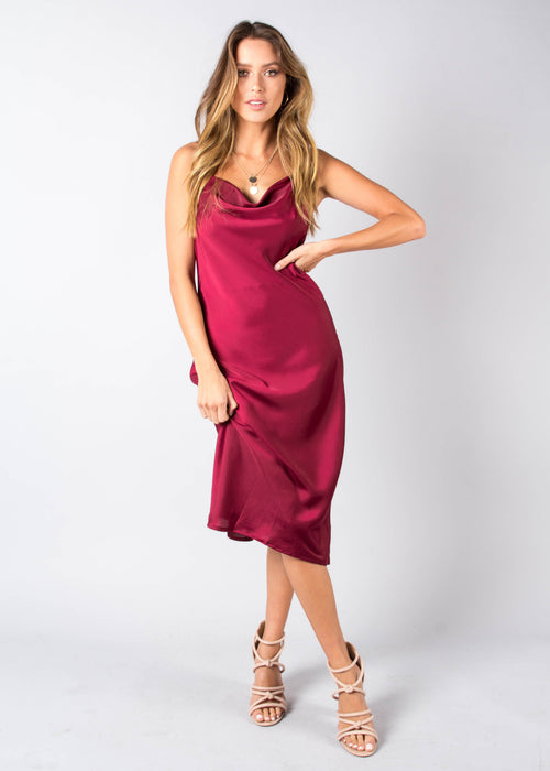 Bespoke Slip Midi Dress - Wine