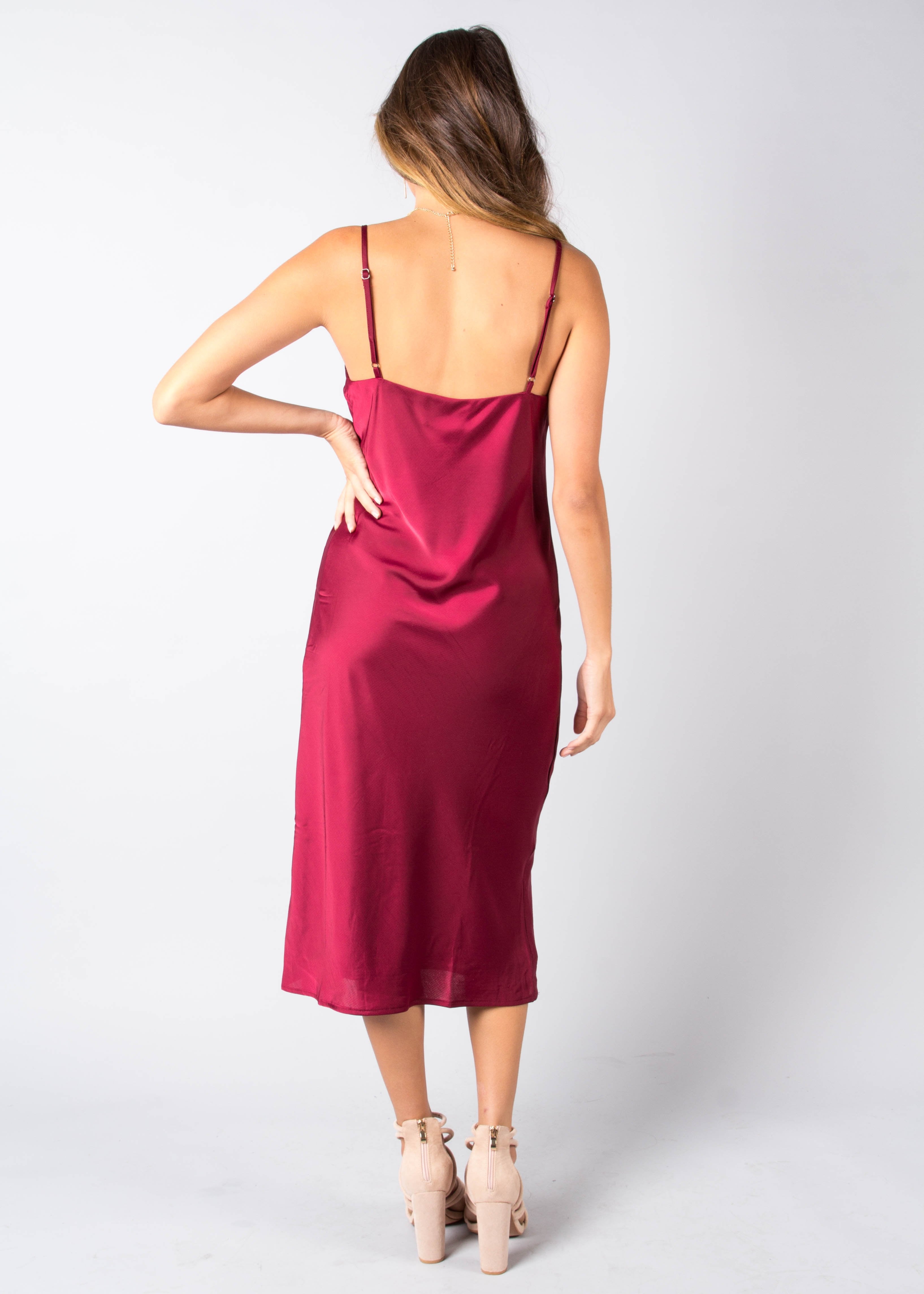 Bespoke Slip Midi Dress - Wine