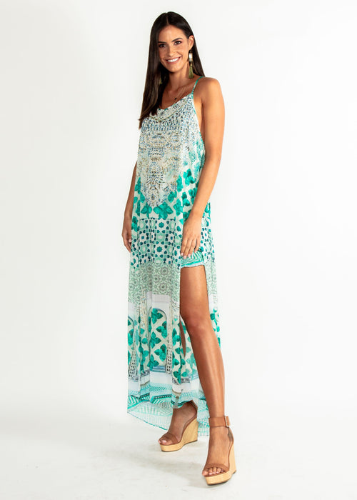 Lost Lotus Chiffon Maxi - Emerald City