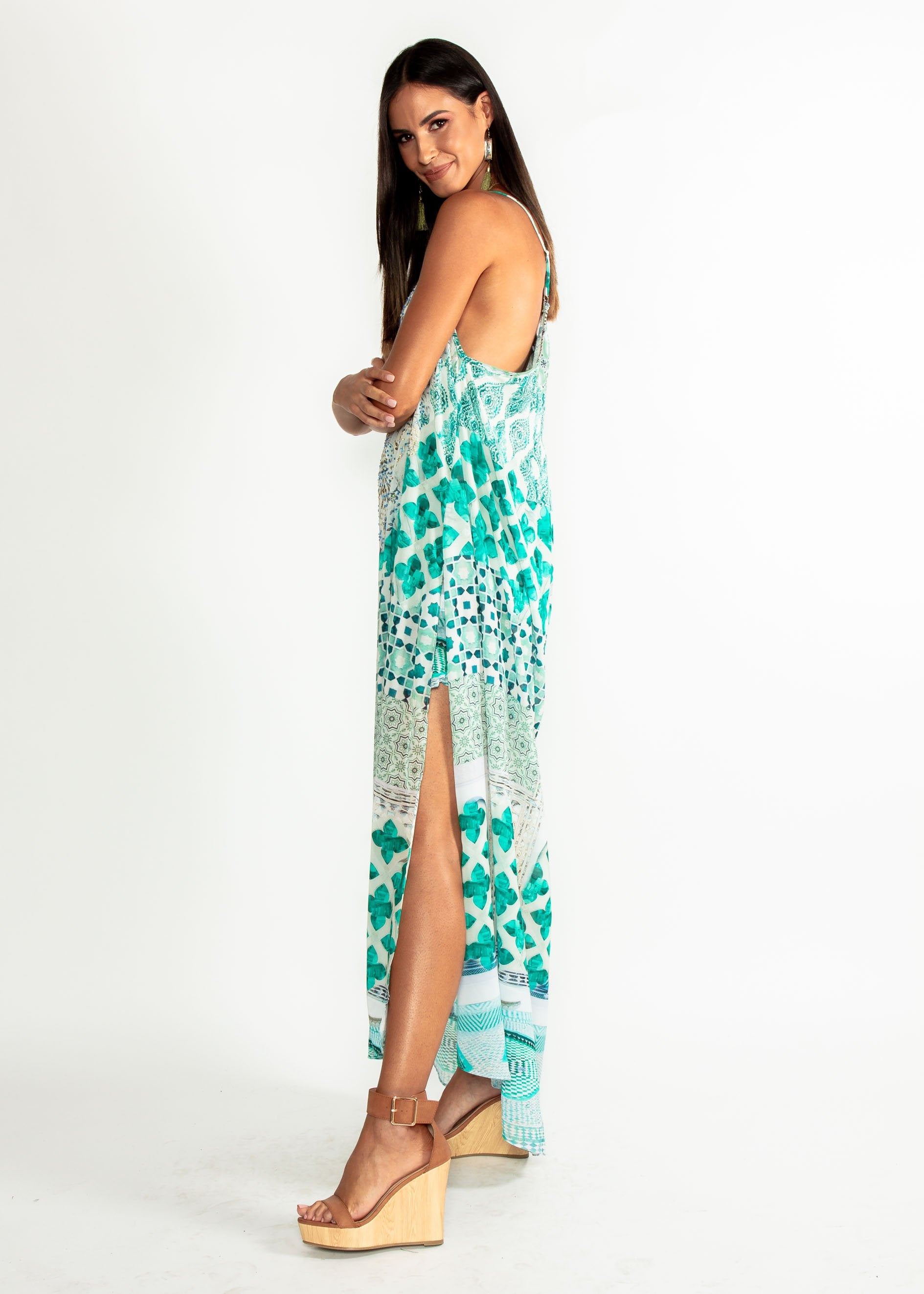 Lost Lotus Chiffon Maxi - Emerald City