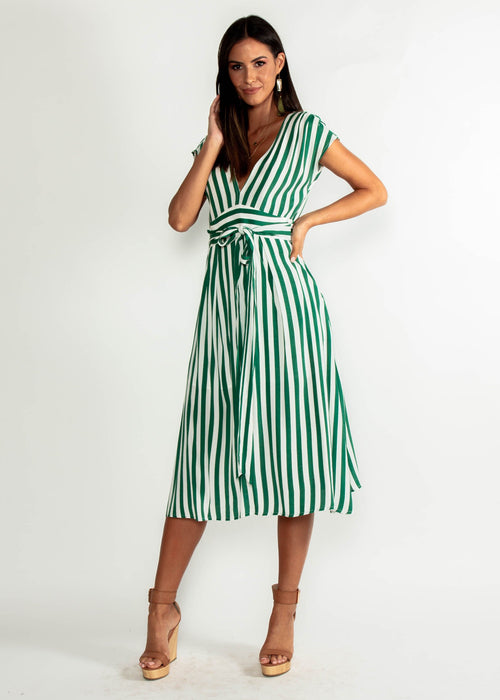 Let Live Midi Dress - Green Stripe