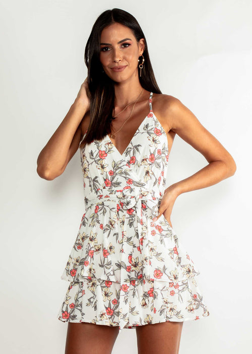 Lunar Spell Playsuit - White Floral
