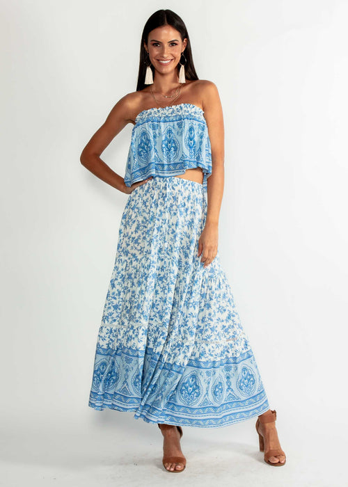 Casey Strapless Crop - Blue Dawn