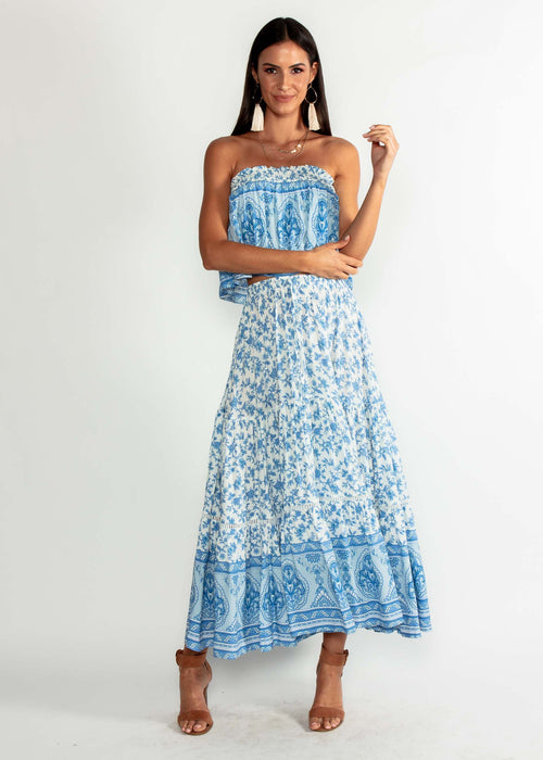Casey Strapless Crop - Blue Dawn
